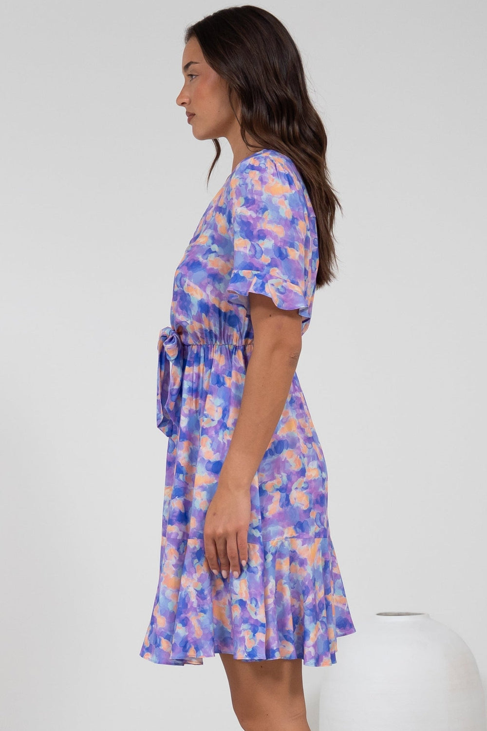 Handel Mini Dress in Confetti Print Purple
