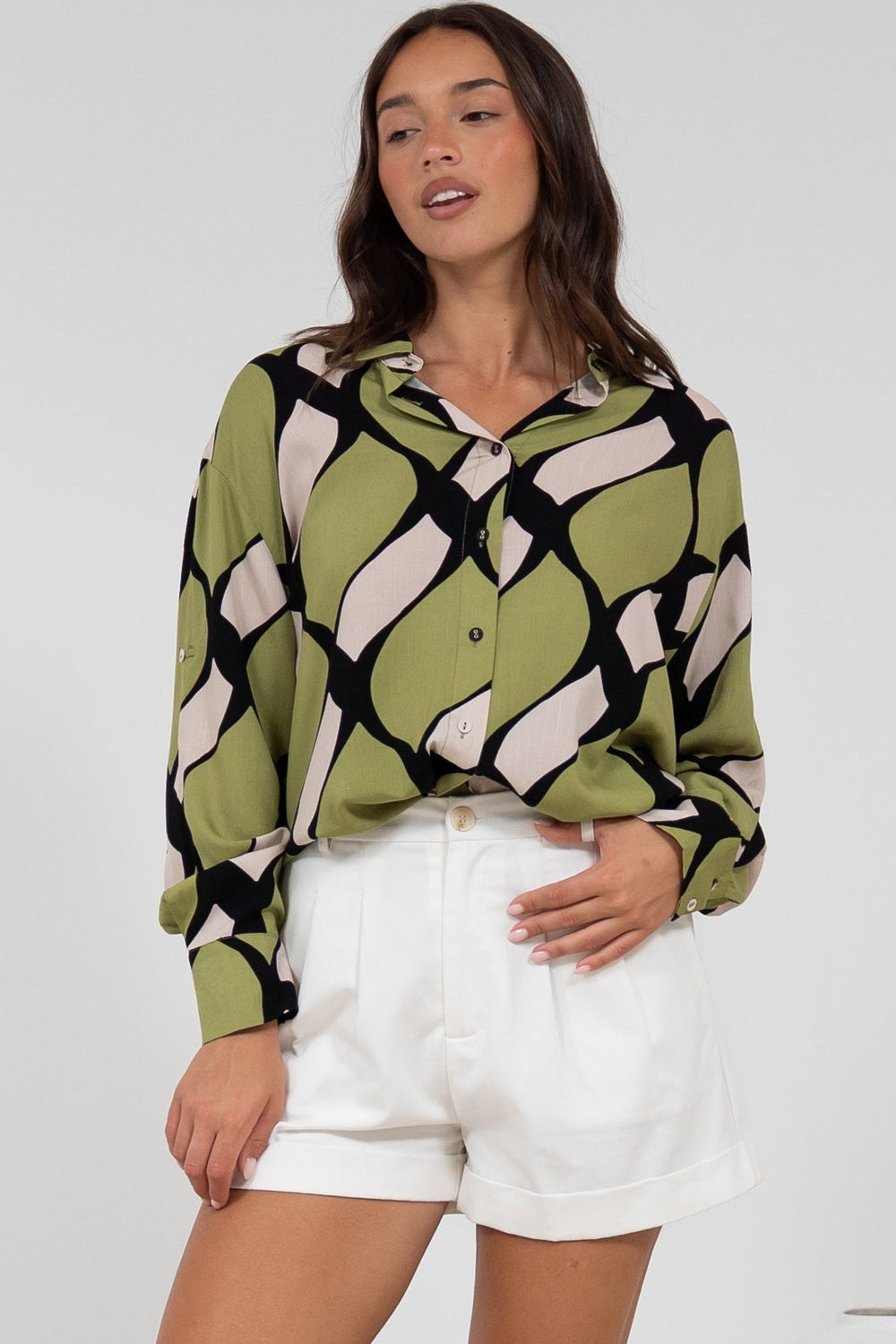 Zev Shirt - Oversized Button Down Shirt in Kennedy Print