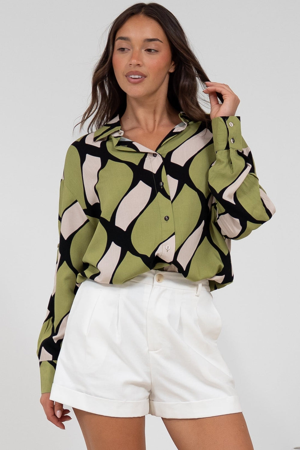 Zev Shirt - Oversized Button Down Shirt in Kennedy Print