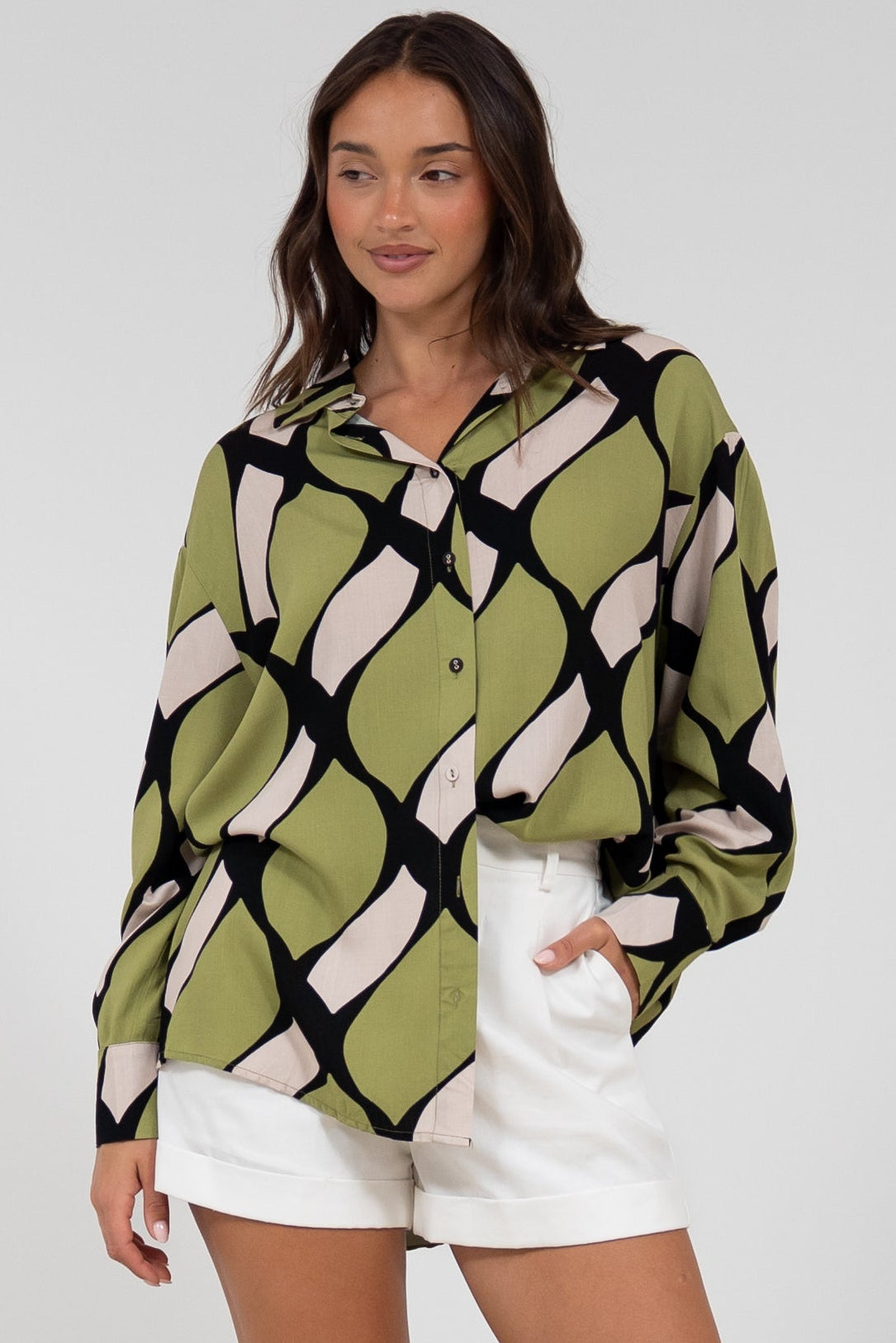 Zev Shirt - Oversized Button Down Shirt in Kennedy Print