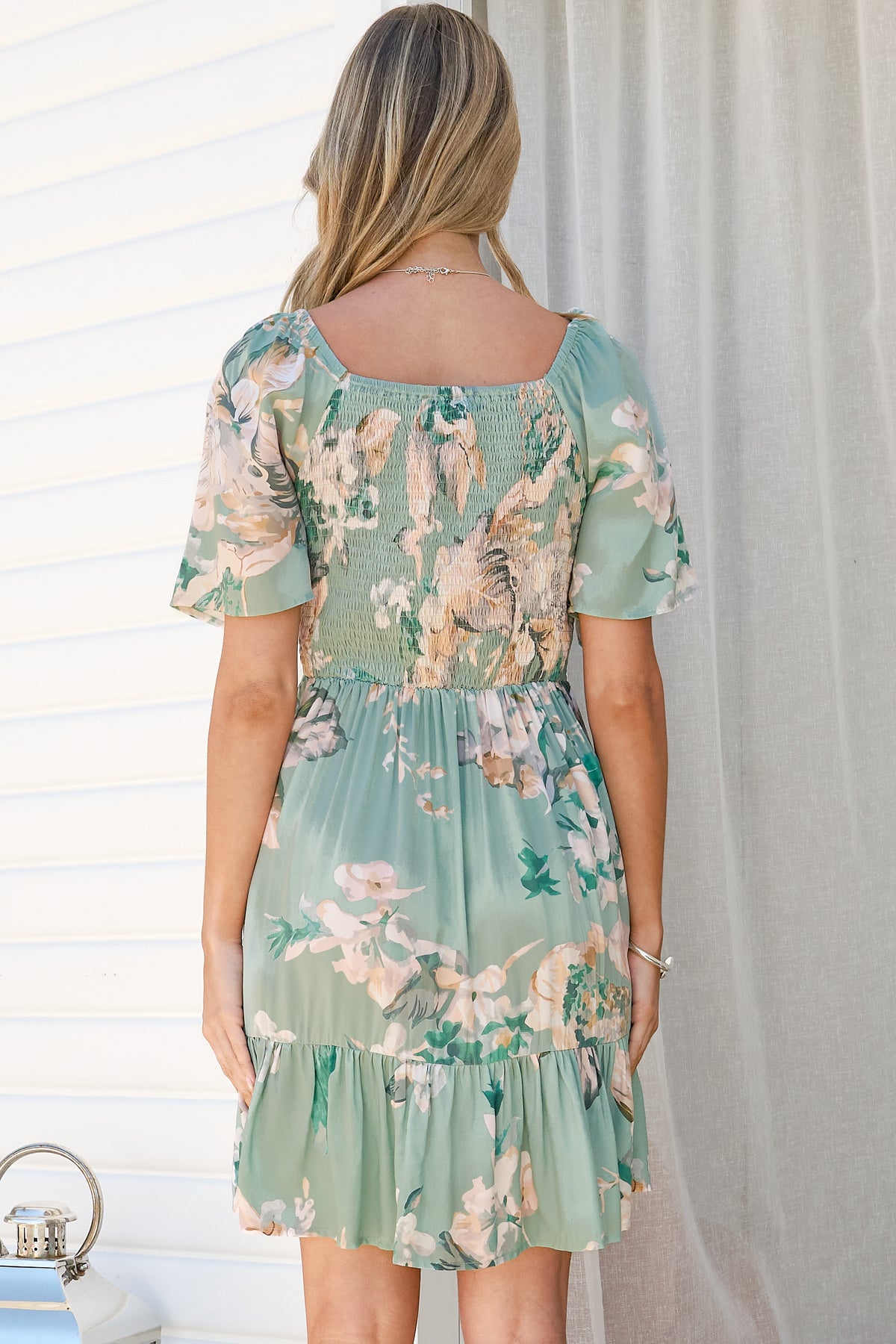 Ameya Mini Dress - Sweetheart Neckline On or Off Shoulder Dress with Tie Bust in Emerson Print