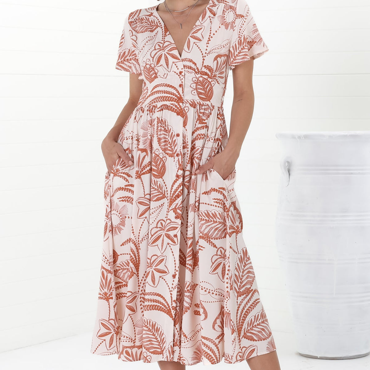Anais Women's Button Front Shirtdress Marine Stripe