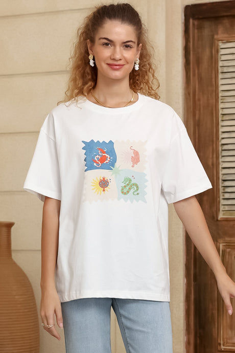 Arion T-Shirt - Crew Neck Relaxed Fit Graphic Tee in Sylas Print