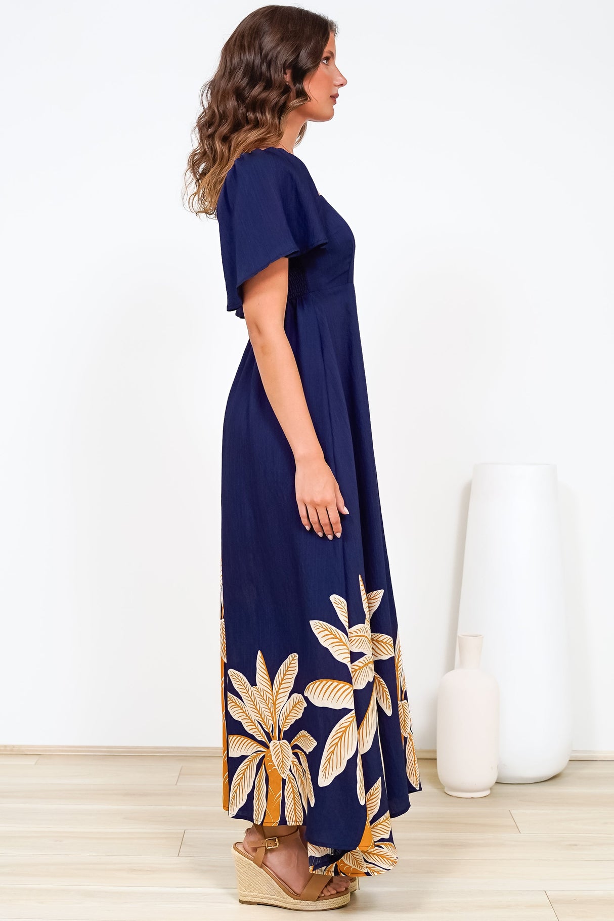 Ashby Maxi Dress - On or Off Shoulder A-Line Dress with Pockets in Raphael Print