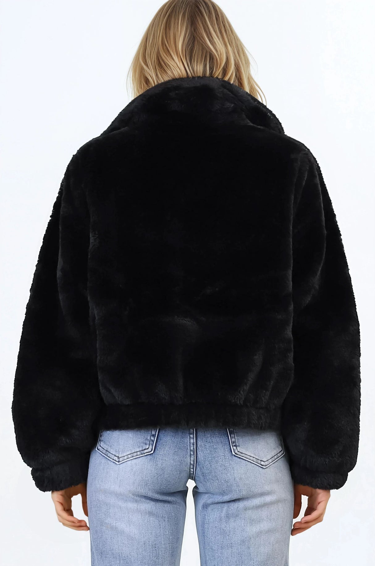 Austin Jacket - Zip Up Teddy Jacket with Pockets in Black