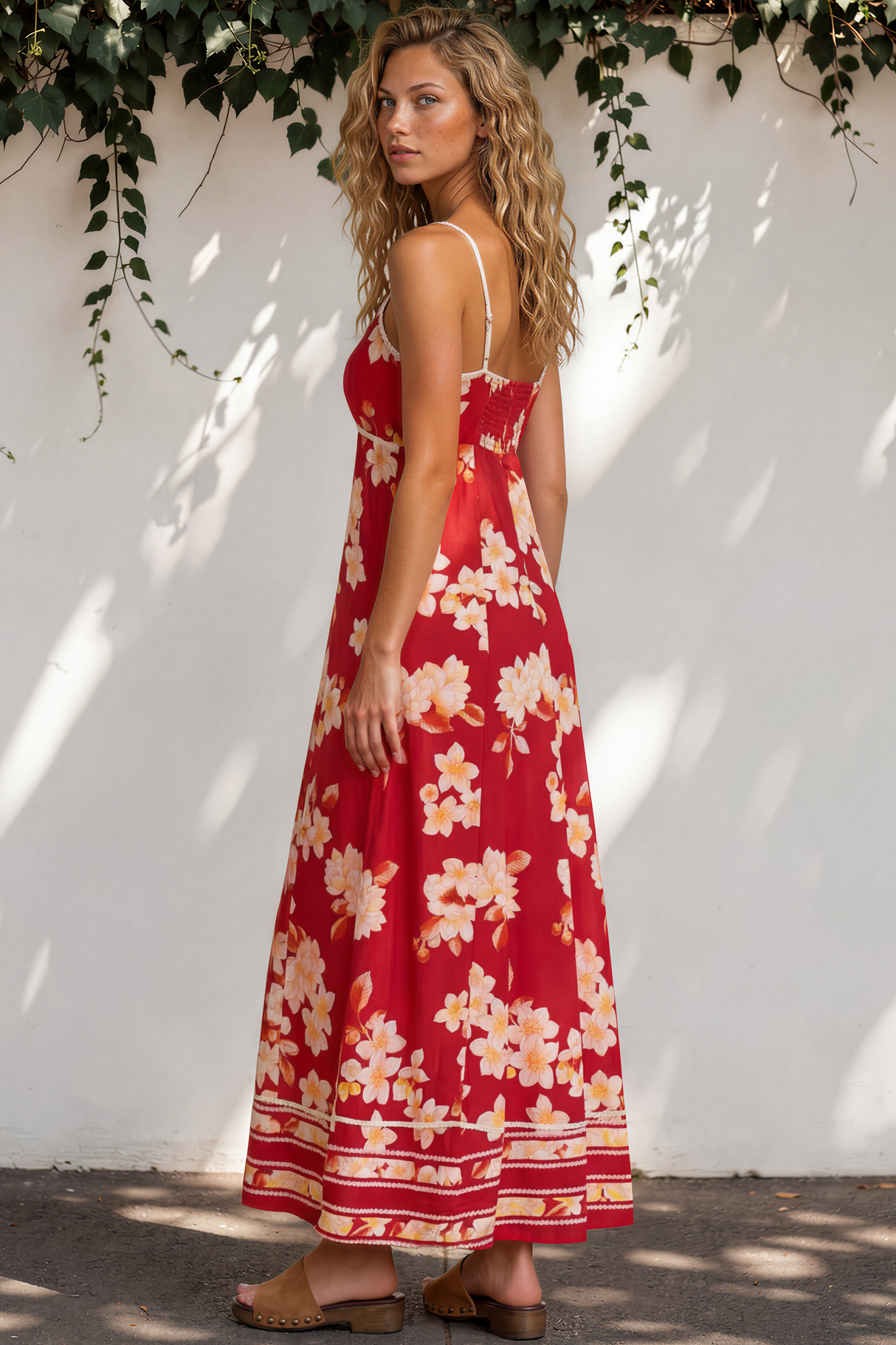 Model wearing Aviva Maxi Dress in Varenna Print from Salty Crush