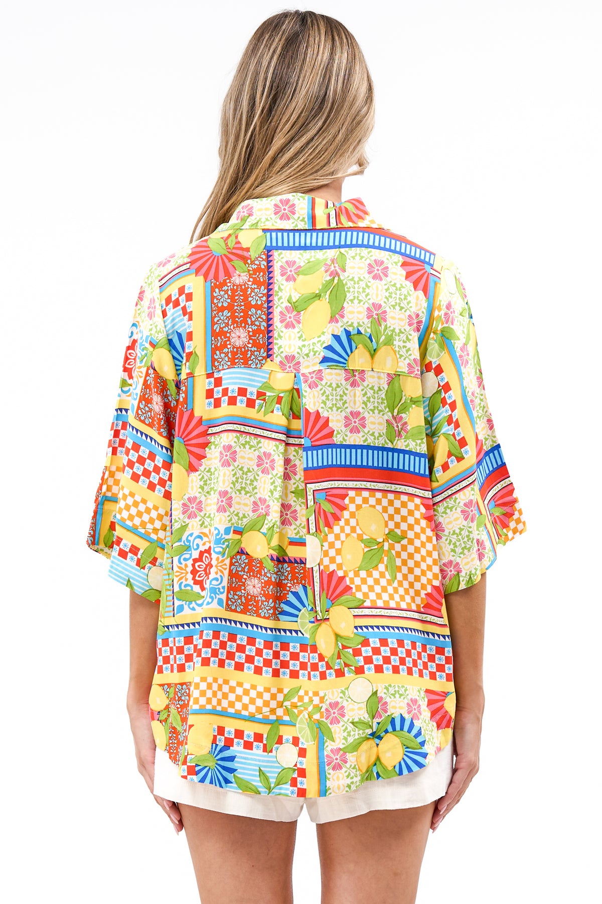 Balbi Shirt - Relaxed Button Down Shirt in Limone Bella Print