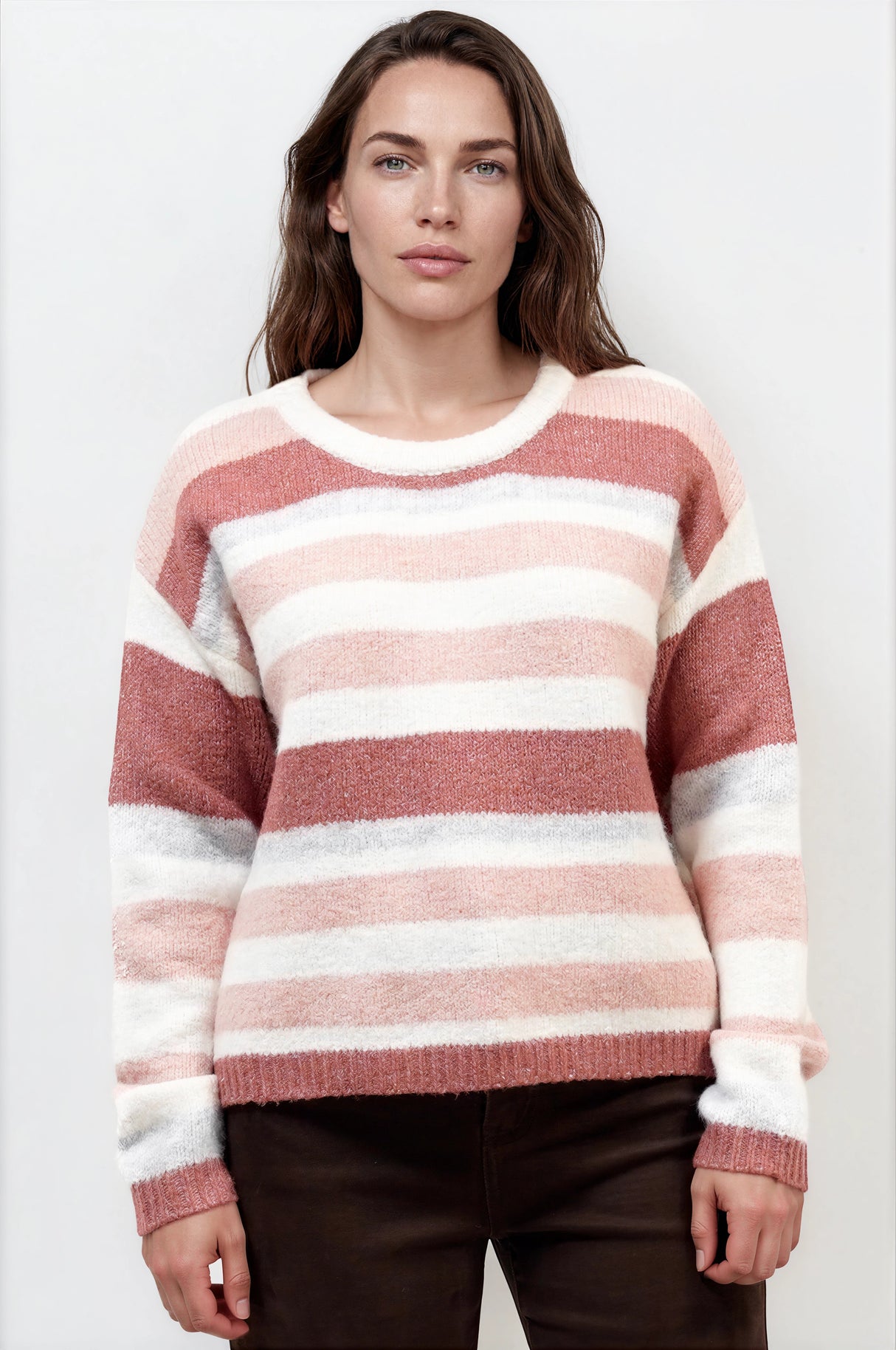 Model wearing Bay Jumper in Pink from Salty Crush