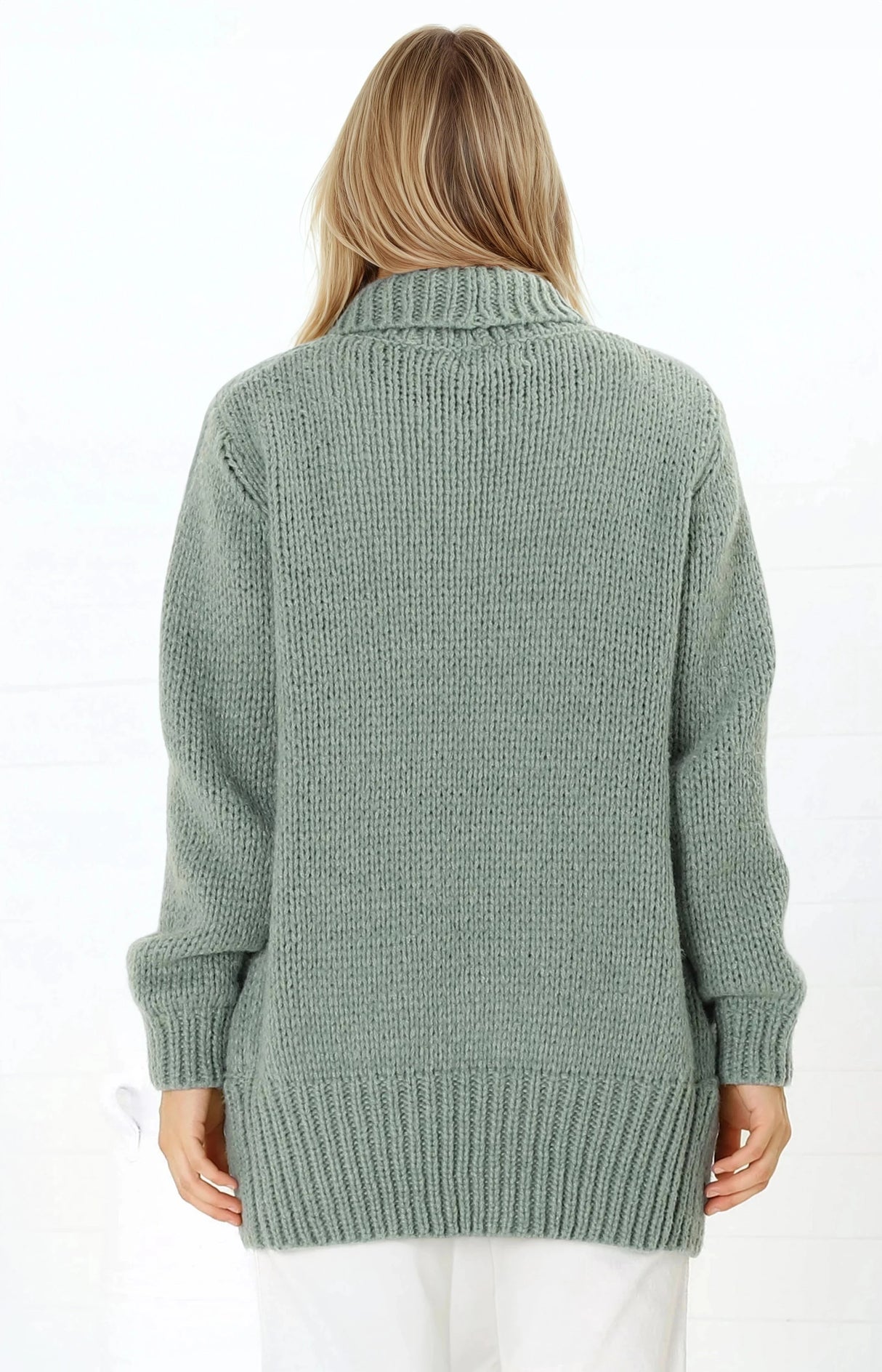 Blair Cardigan - Chunky Open Front Knit Cardigan with Pockets in Sage