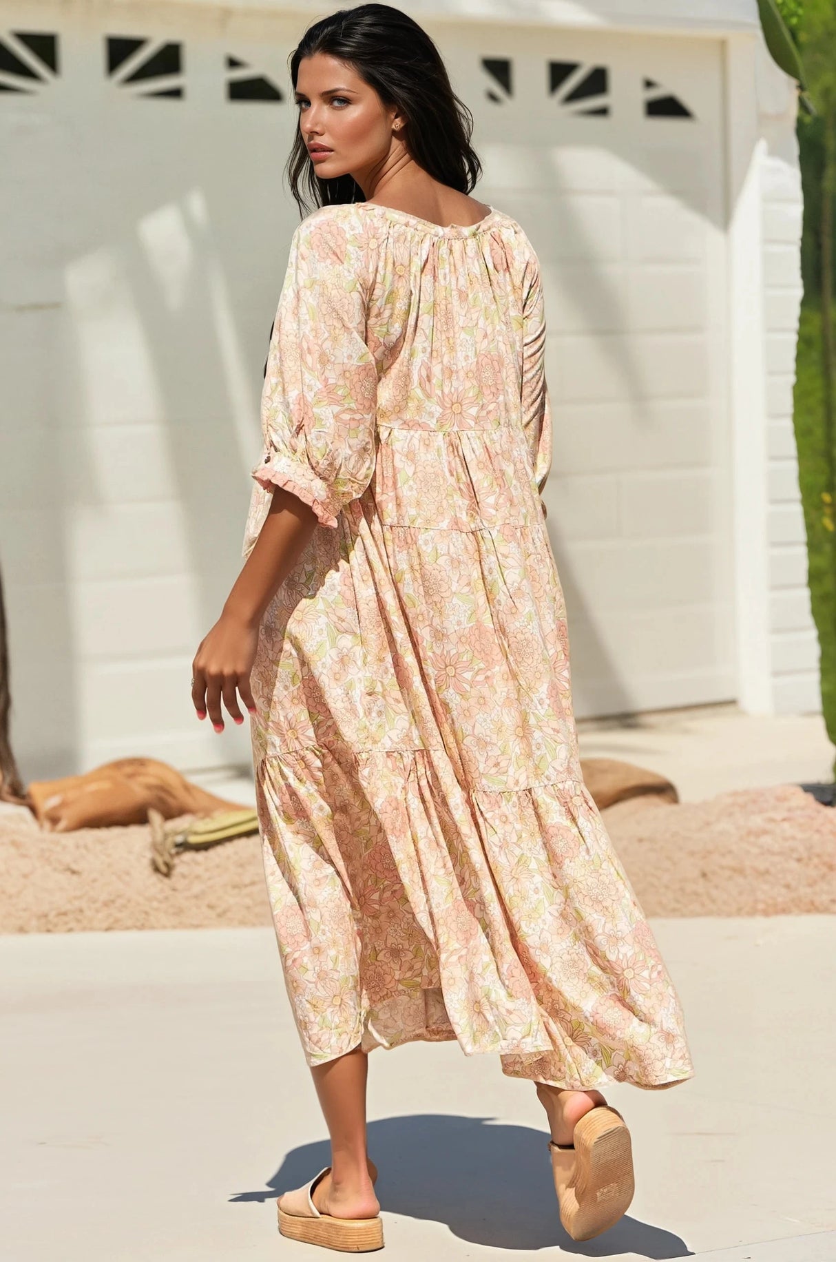 Blossom Maxi Dress - Round Neckline with in Tigerlily Print