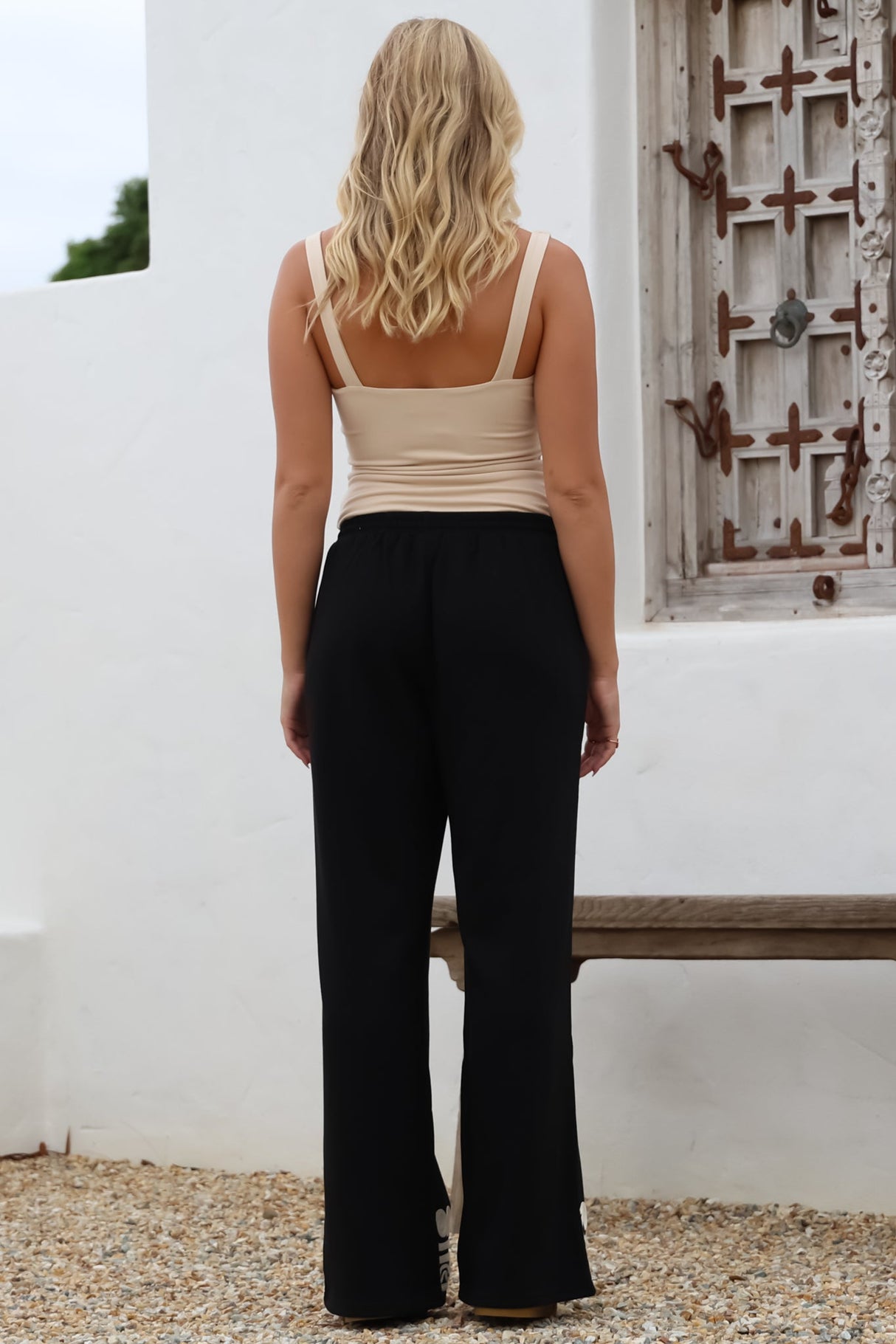 Bohdi Joggers - High Waisted Straight Leg Decaled Jogger in Black
