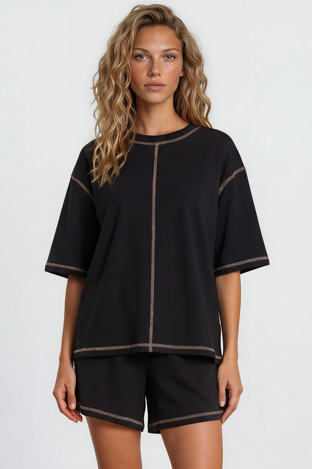 Ardan Set - Relaxed Oversized Set with Short Sleeves in Black