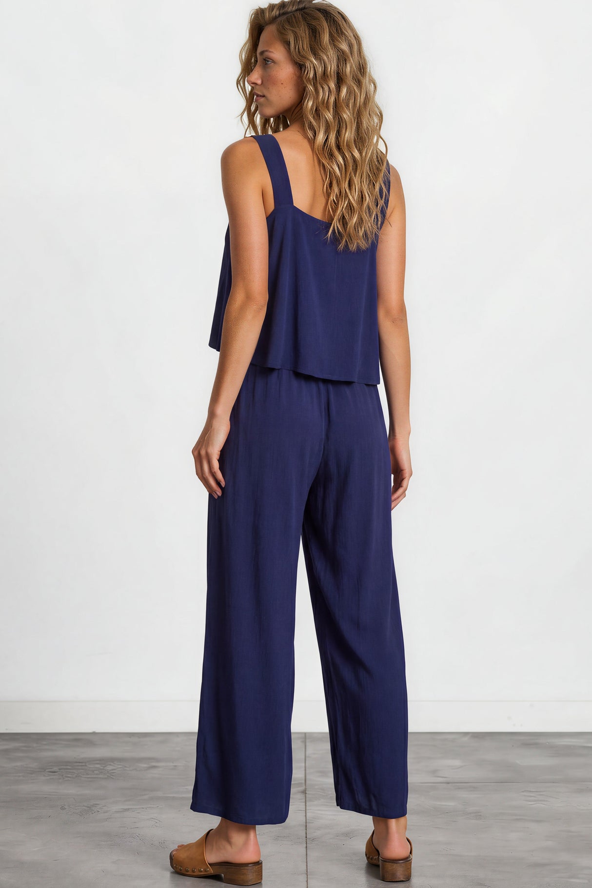 True Jumpsuit - Sqaure Neckline Overall Jumpsuit in Navy