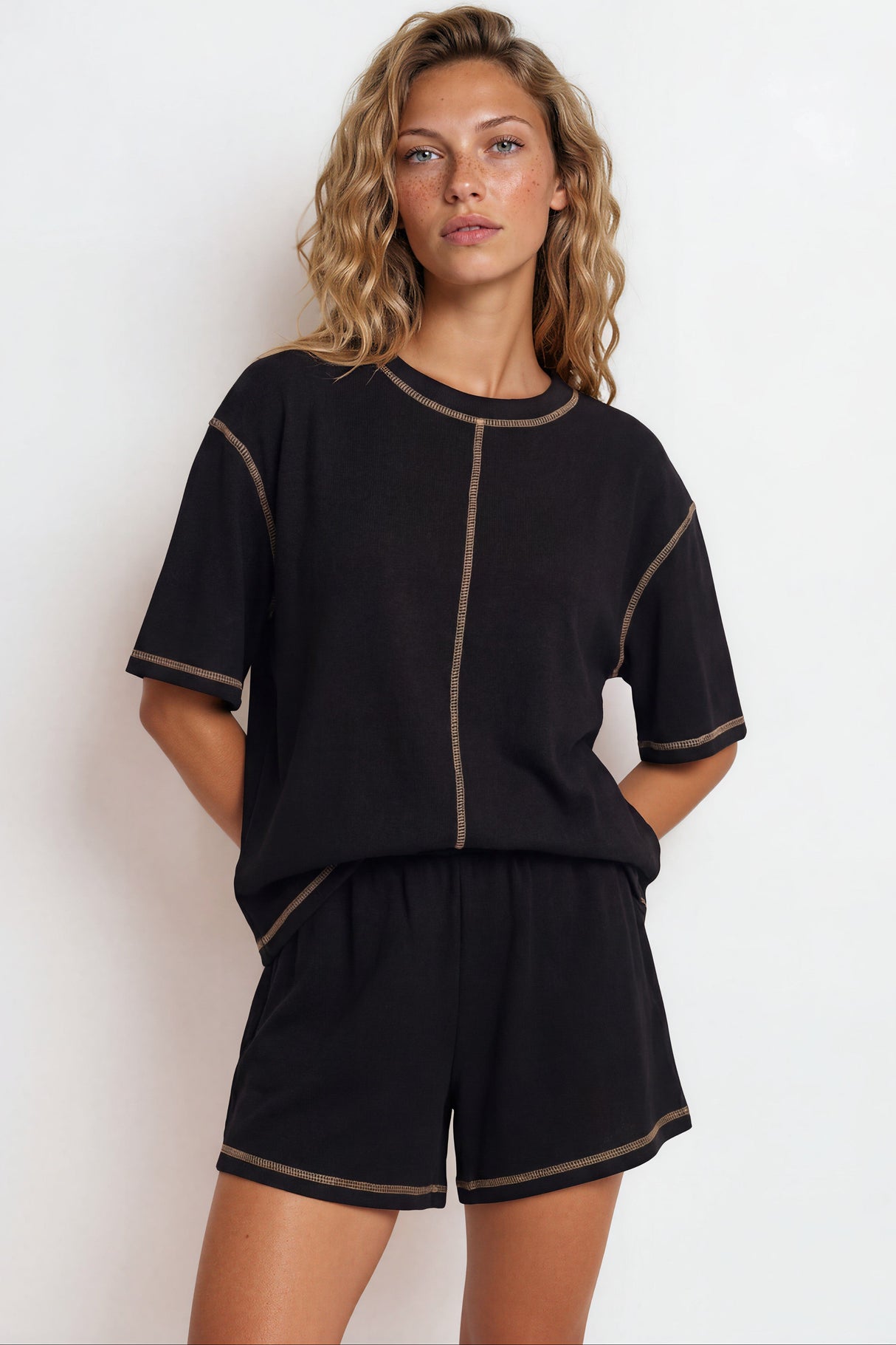 Ardan Set - Relaxed Oversized Set with Short Sleeves in Black