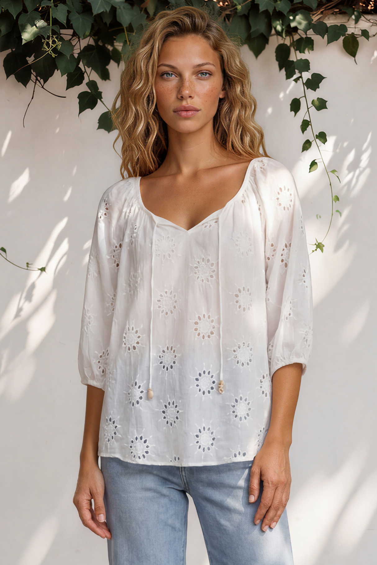 Blanche Blouse - Hollow Out Top in White