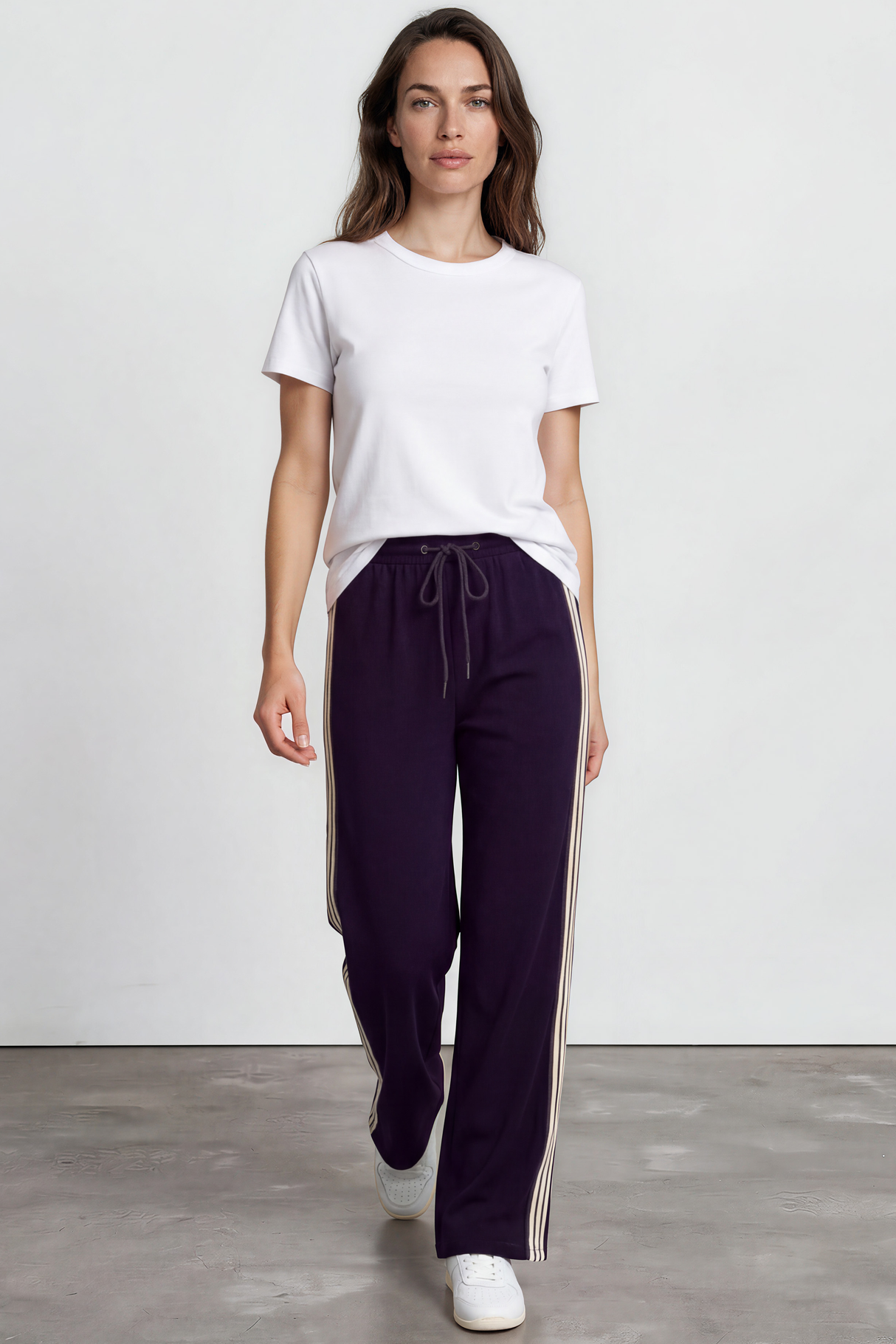 Oskar Pants - High Waisted Sports Stripe Side Seams in Navy