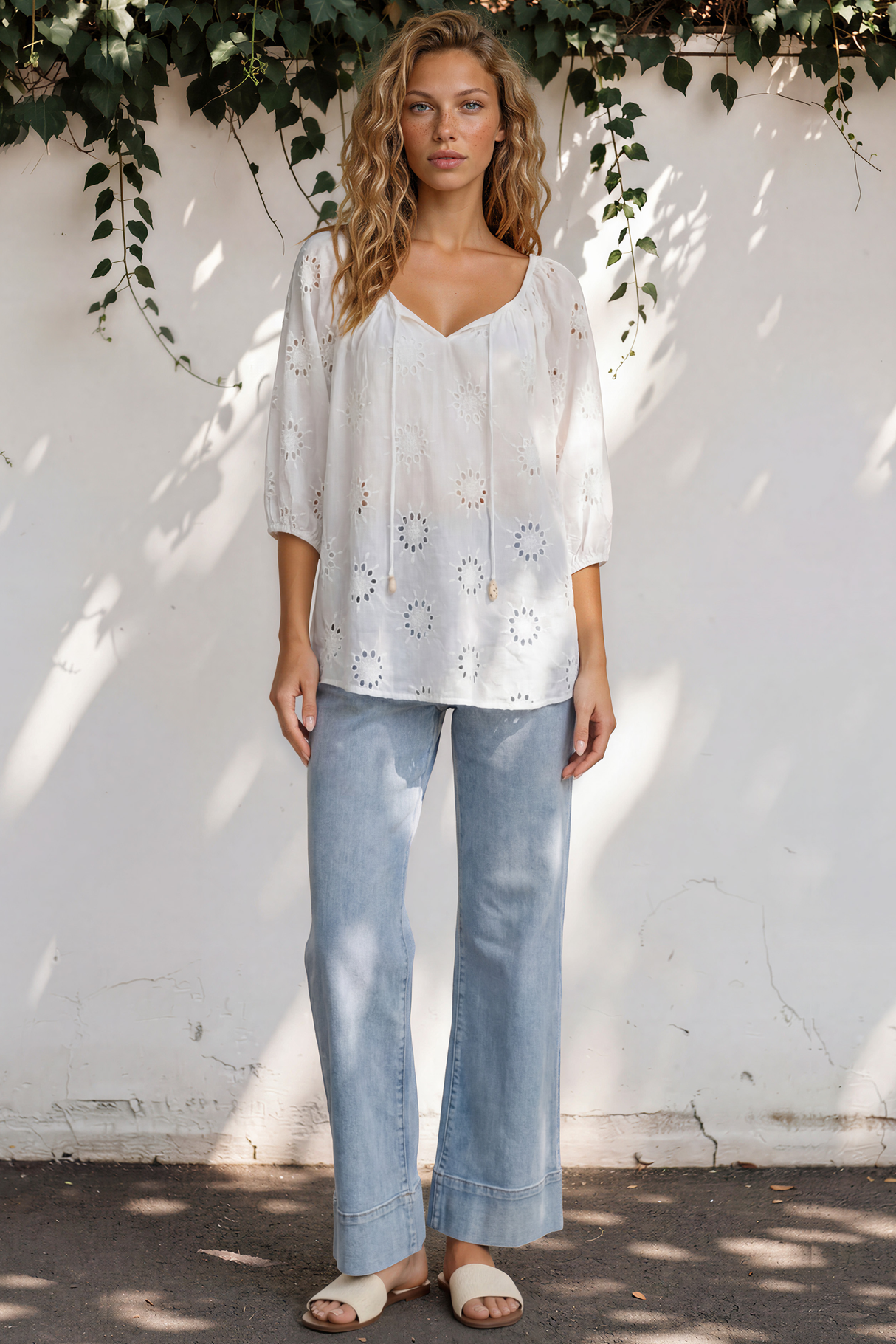 Blanche Blouse - Hollow Out Top in White