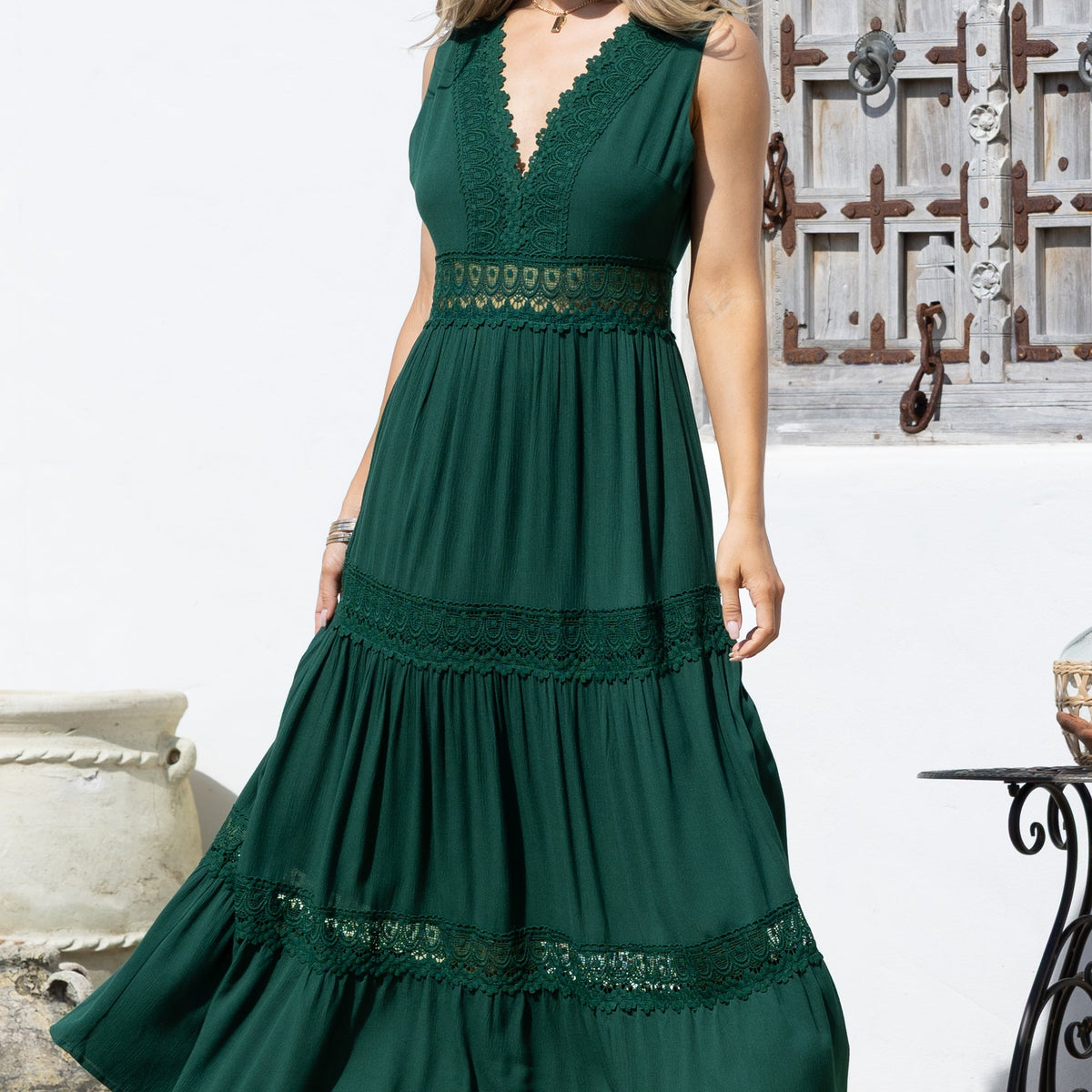 Occasion Dresses: Cassia Maxi Dress - Emerald