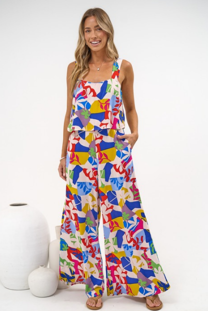 True Jumpsuit - Square Neckline Overall Jumpsuit in Annika Print