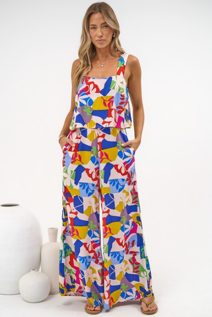 True Jumpsuit - Square Neckline Overall Jumpsuit in Annika Print