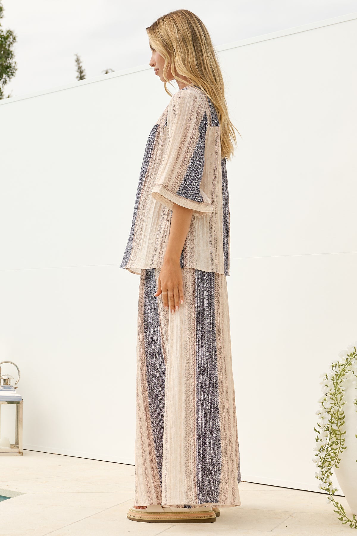 Charli Pants - Paper Bag High Waisted Wide Leg Pants in Millaray Print
