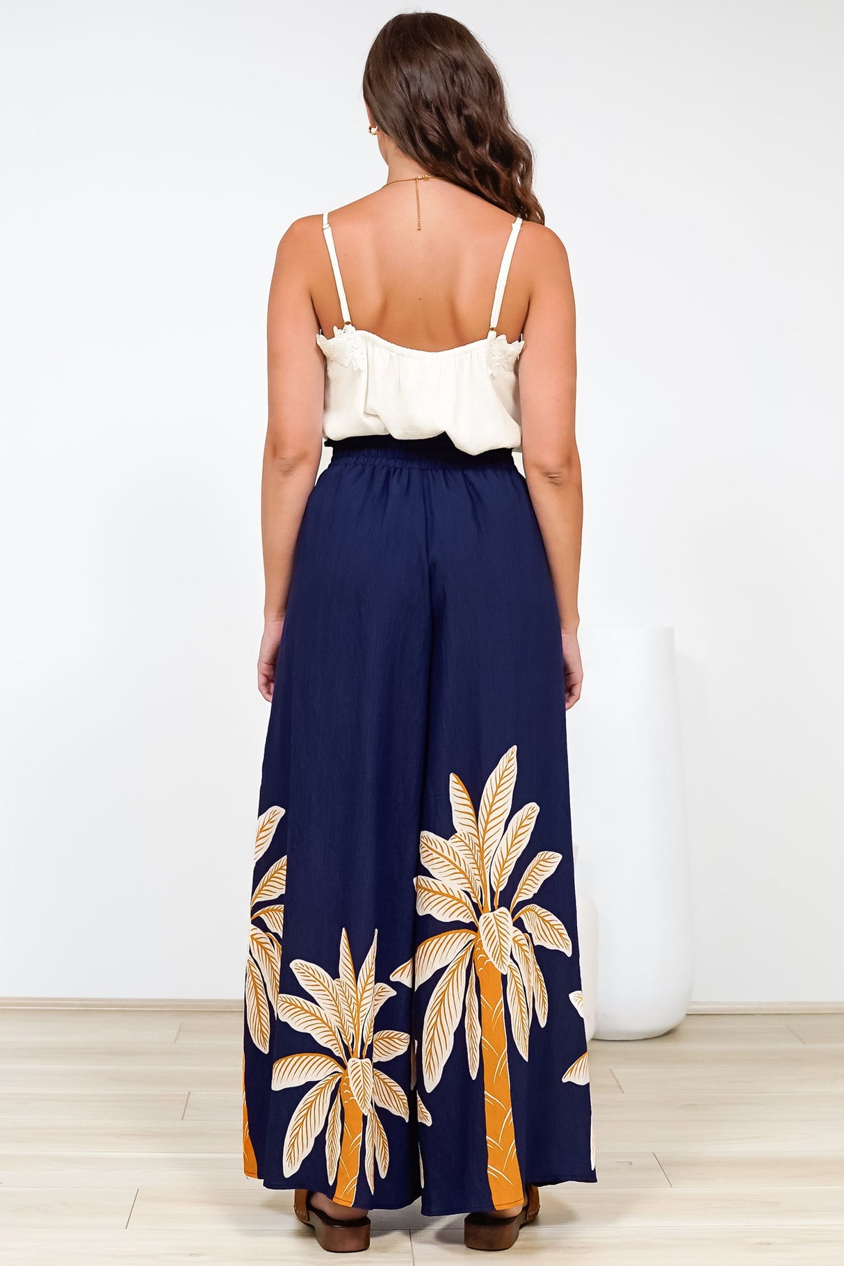 Charli Pants - Paper Bag High Waisted Wide Leg Pants in Raphael Print