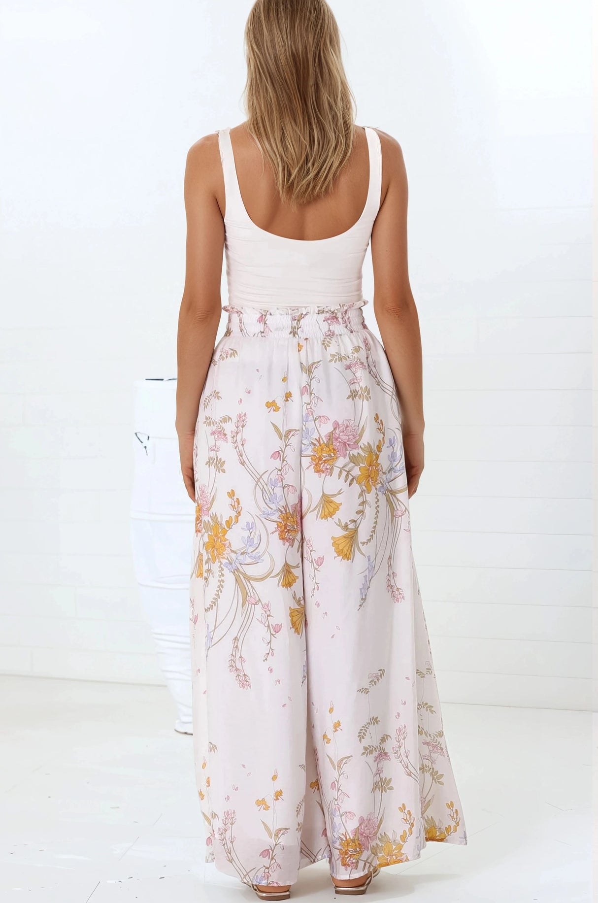 Charli Pants - Paper Bag High Waisted Wide Leg Pants in Sheree Print