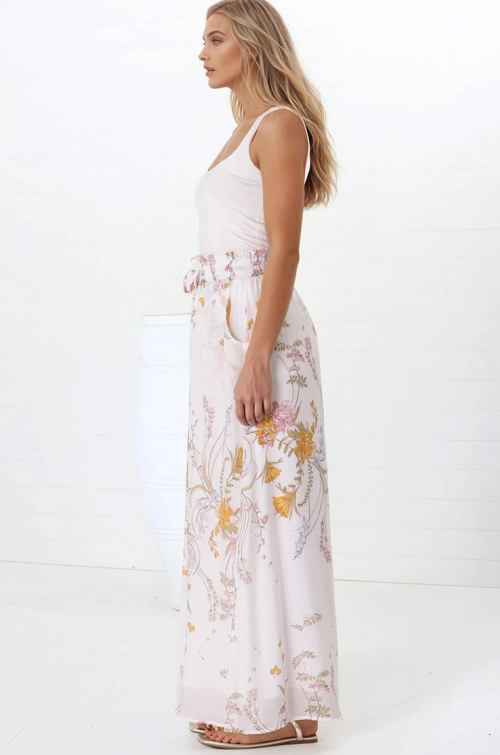 Charli Pants - Paper Bag High Waisted Wide Leg Pants in Sheree Print