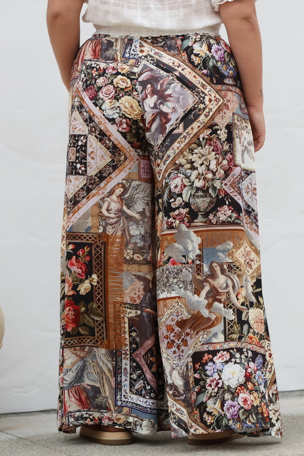 Charli Pants -  Paper Bag High Waisted Wide Leg Pants in Elaine Print