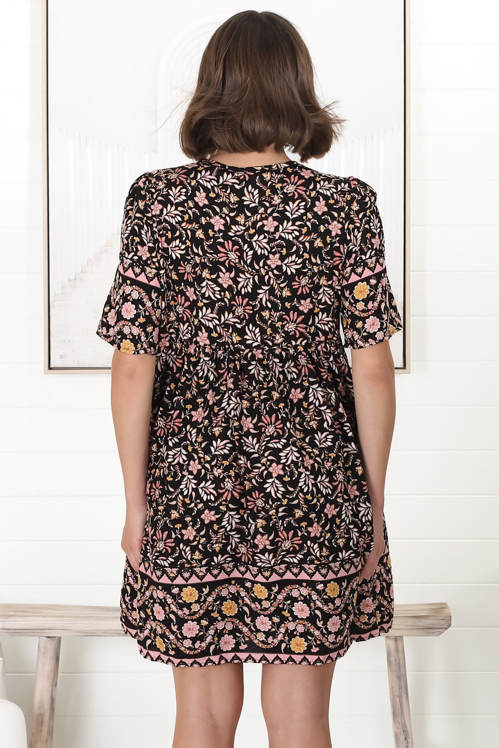 Chia Mini Dress - Babydoll Dress in Floral Amirah Print