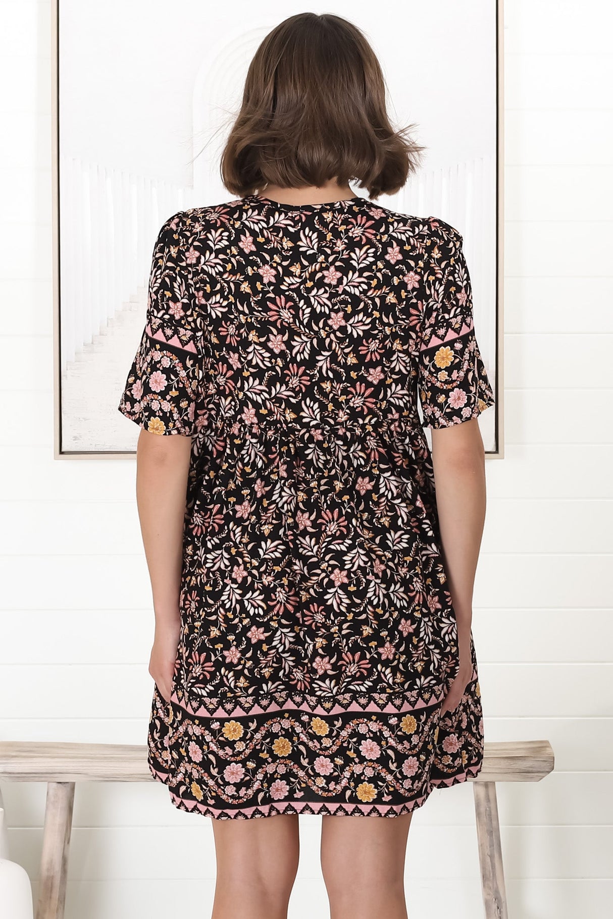 Chia Mini Dress - Babydoll Dress in Floral Amirah Print