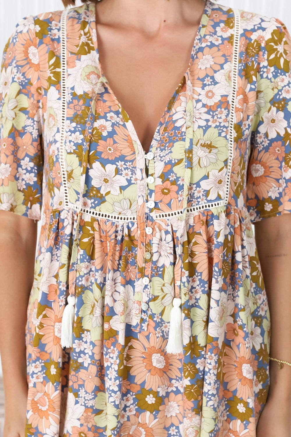 Chia Mini Dress - Babydoll Dress in Floral Avianna Print