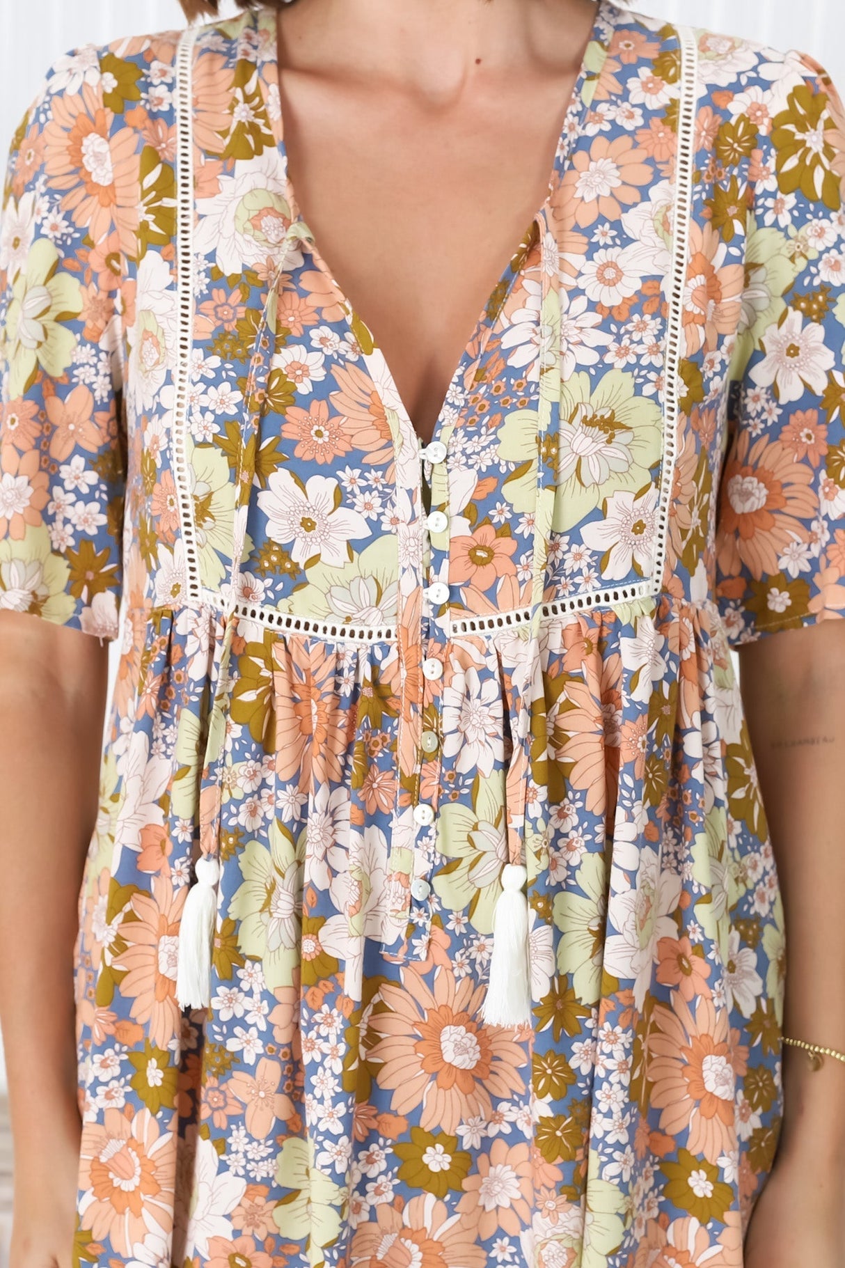 Chia Mini Dress - Babydoll Dress in Floral Avianna Print
