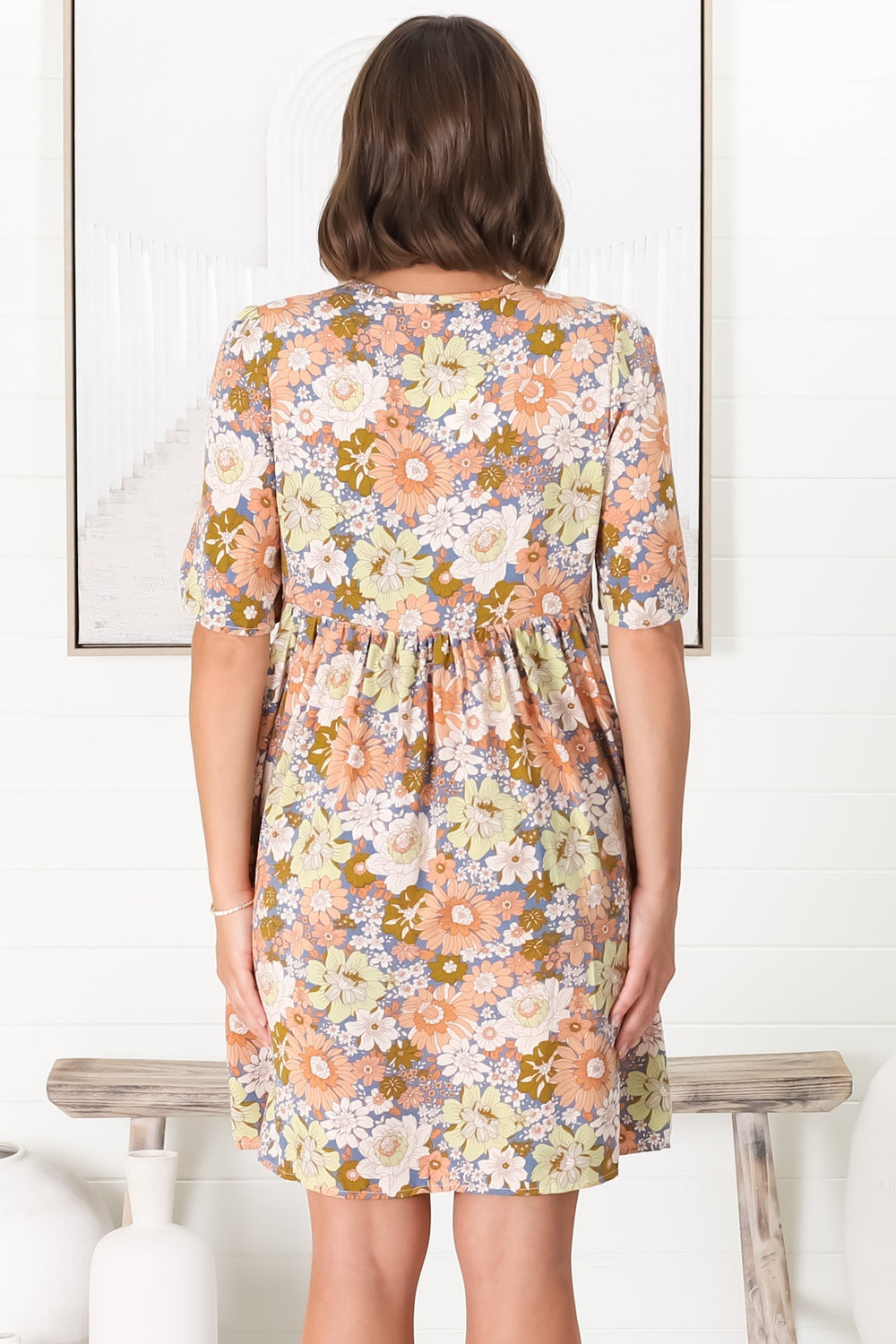 Chia Mini Dress - Babydoll Dress in Floral Avianna Print