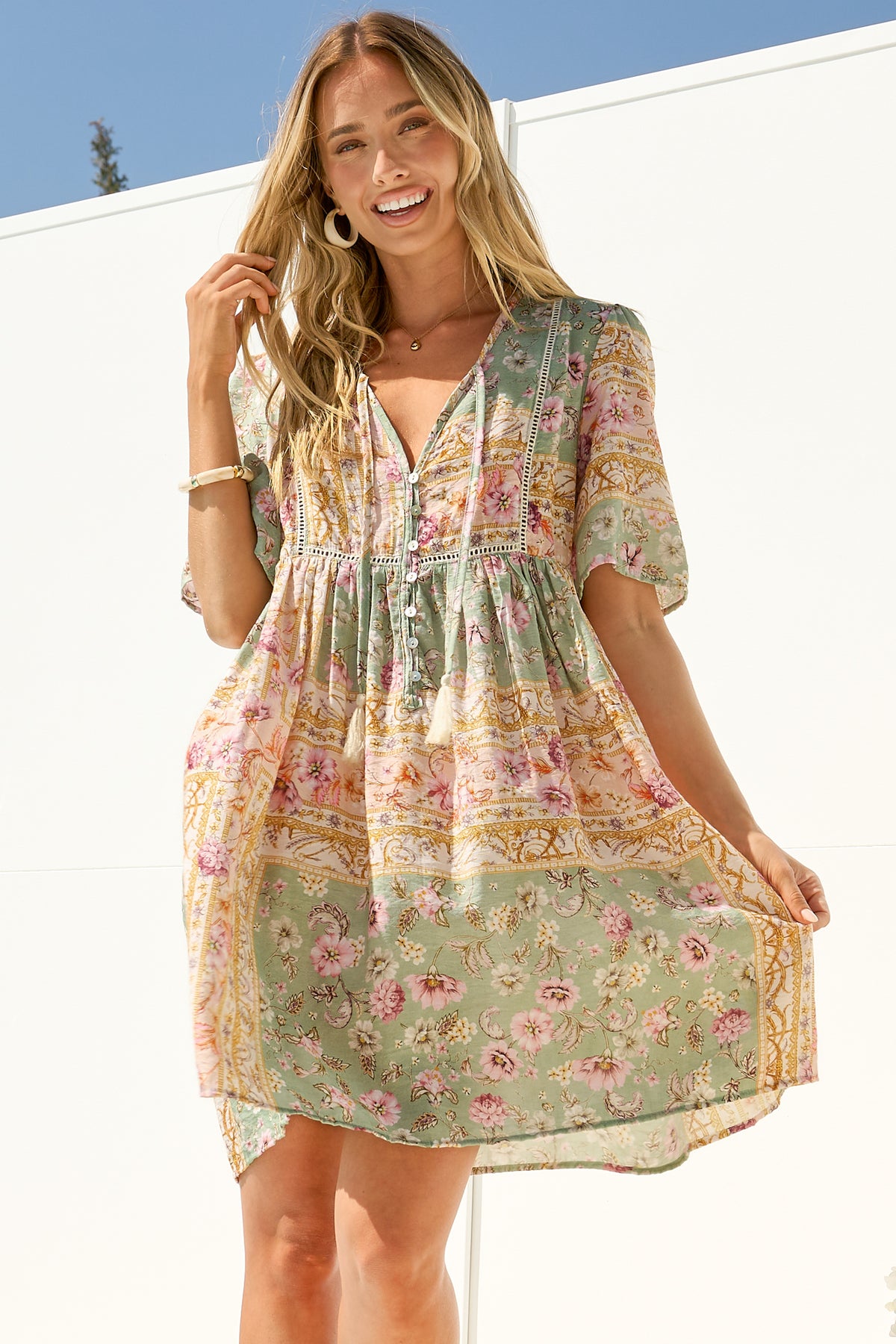 Chia Mini Dress - Babydoll Dress in Ottilie Print