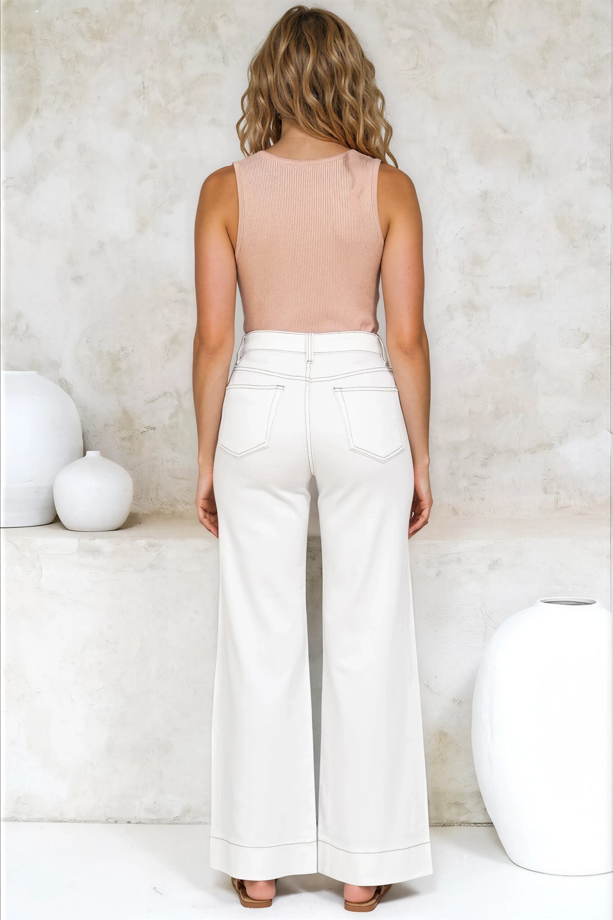 Cindy Wide Leg Jeans in White
