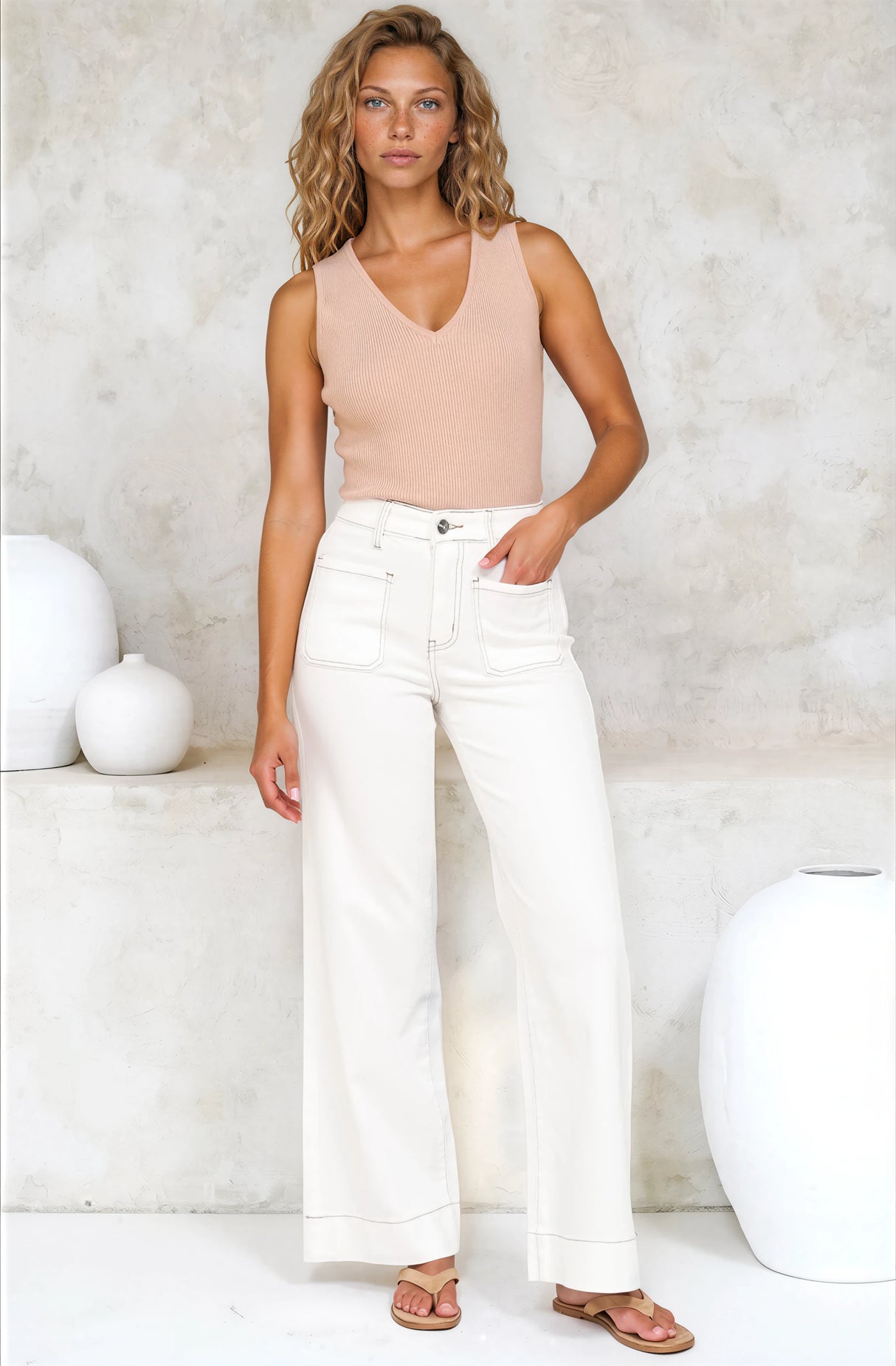 Cindy Wide Leg Jeans in White