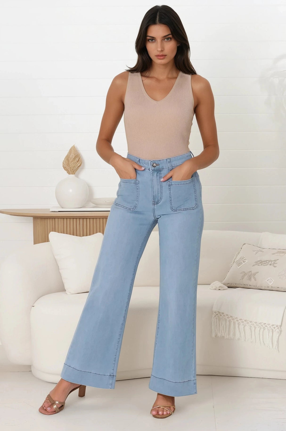 Cindy Wide Leg Jeans in Light Denim