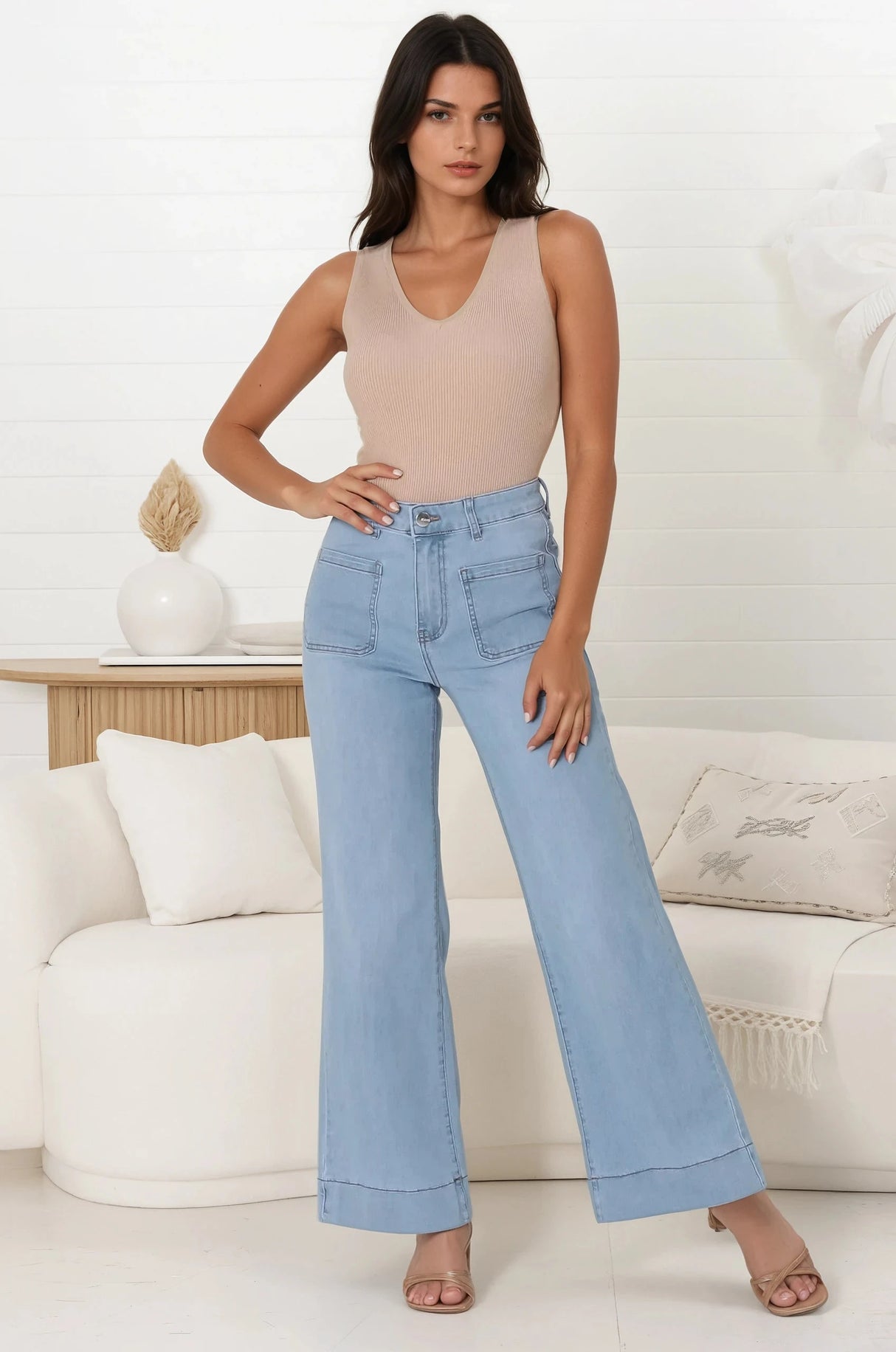 Cindy Wide Leg Jeans in Light Denim