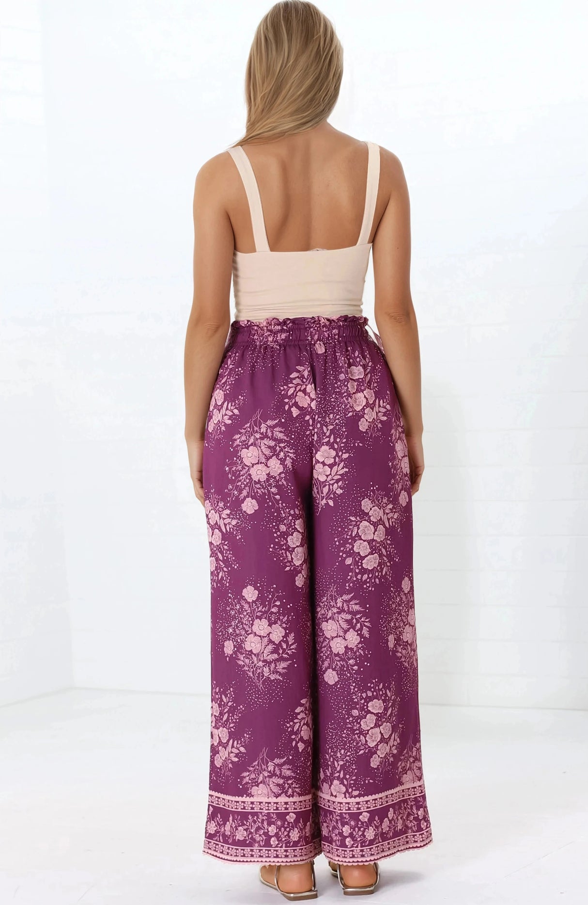 Colson Pants - High Waist Wide Leg Pant in Briella Print Berry
