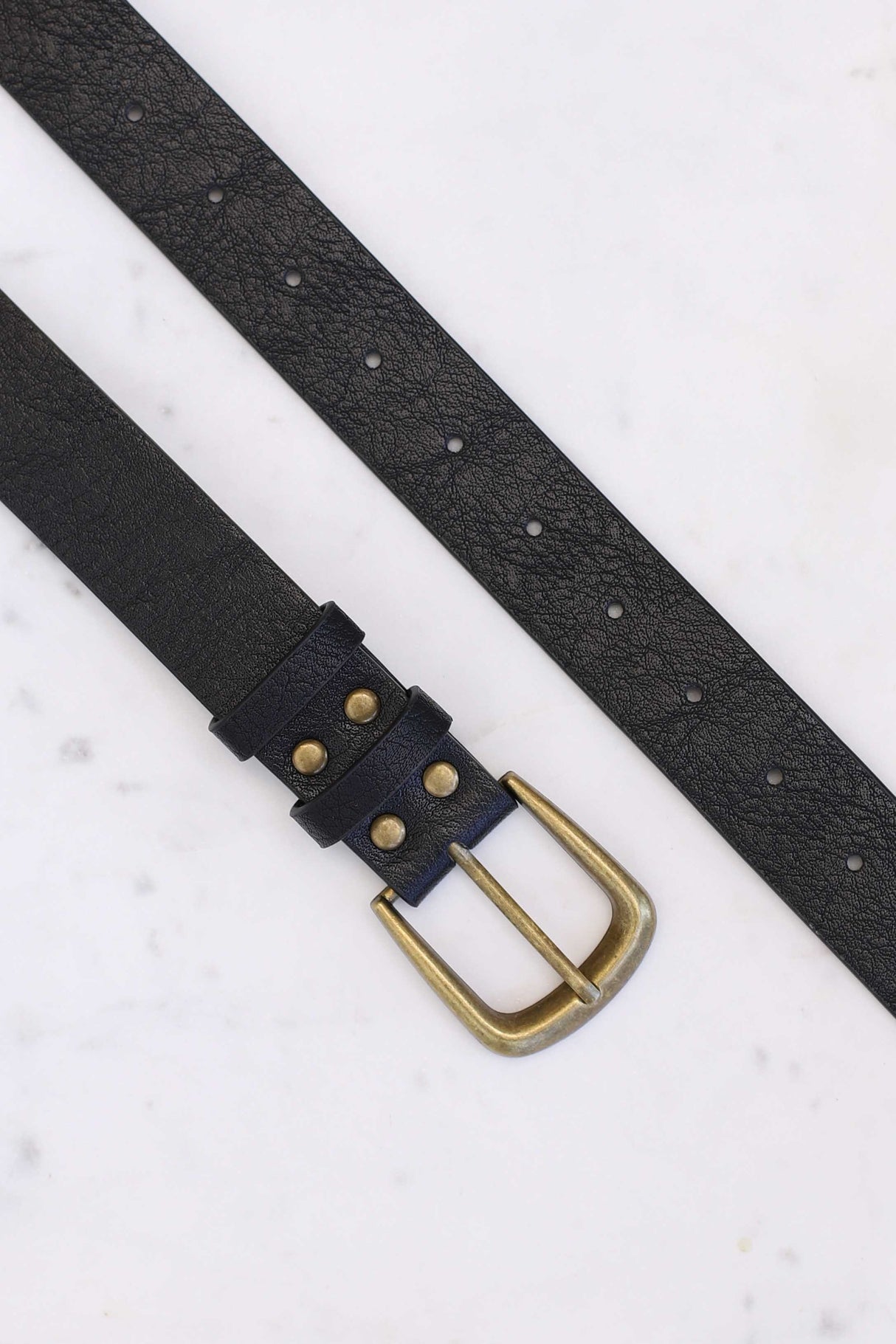 Creed PU Leather Gold Buckle Belt - Black