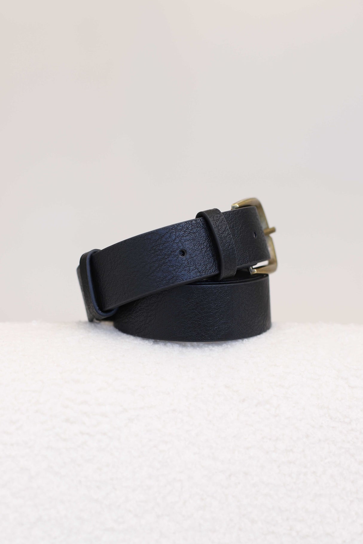Creed PU Leather Gold Buckle Belt - Black