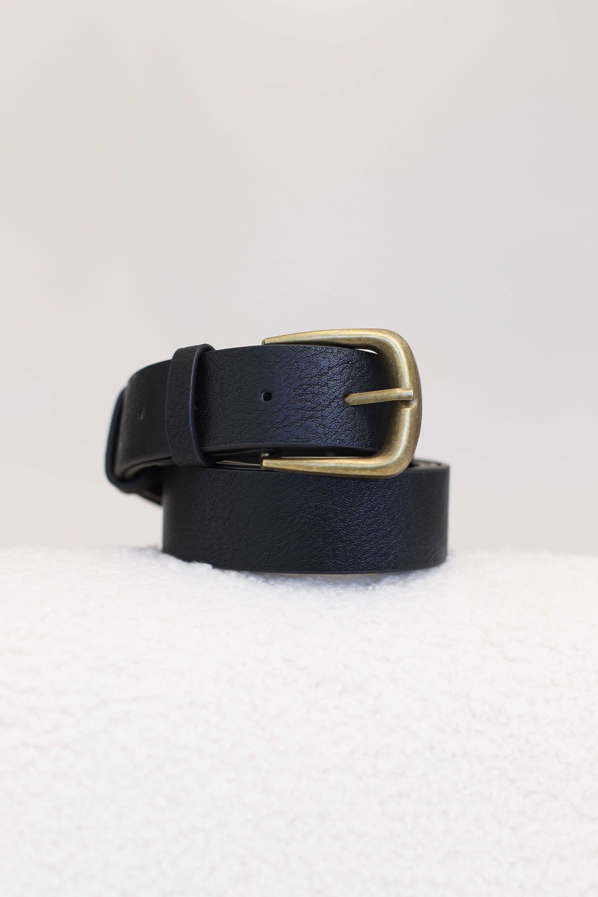 Creed PU Leather Gold Buckle Belt - Black