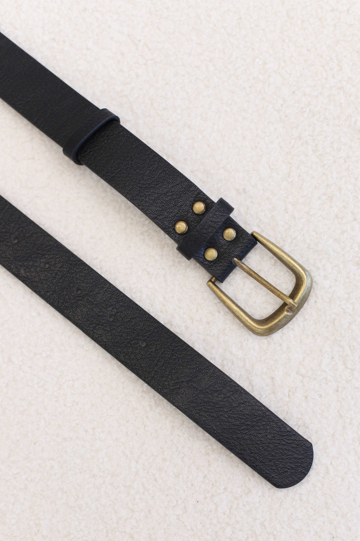 Creed PU Leather Gold Buckle Belt - Black