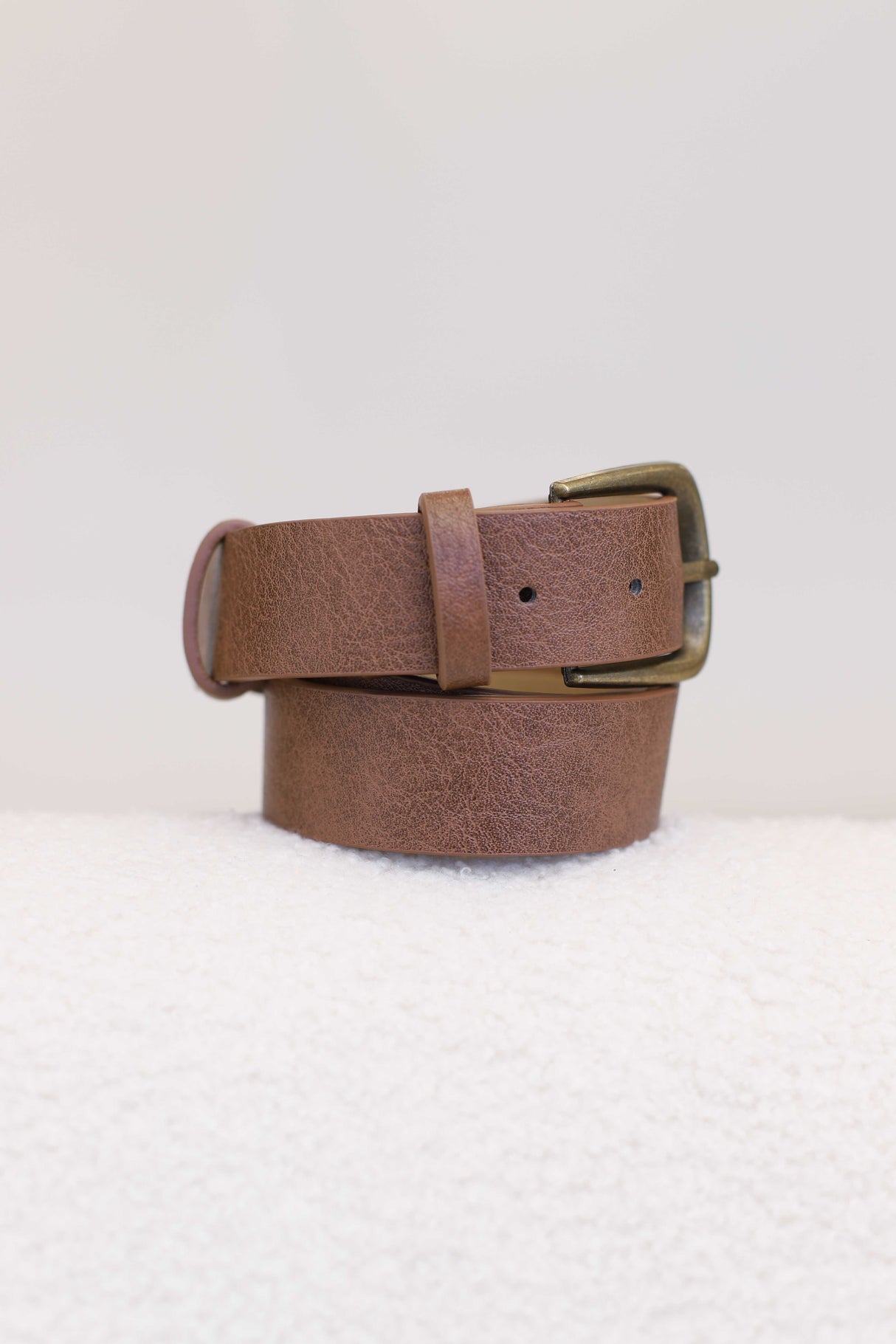 Creed PU Leather Gold Buckle Belt - Brown