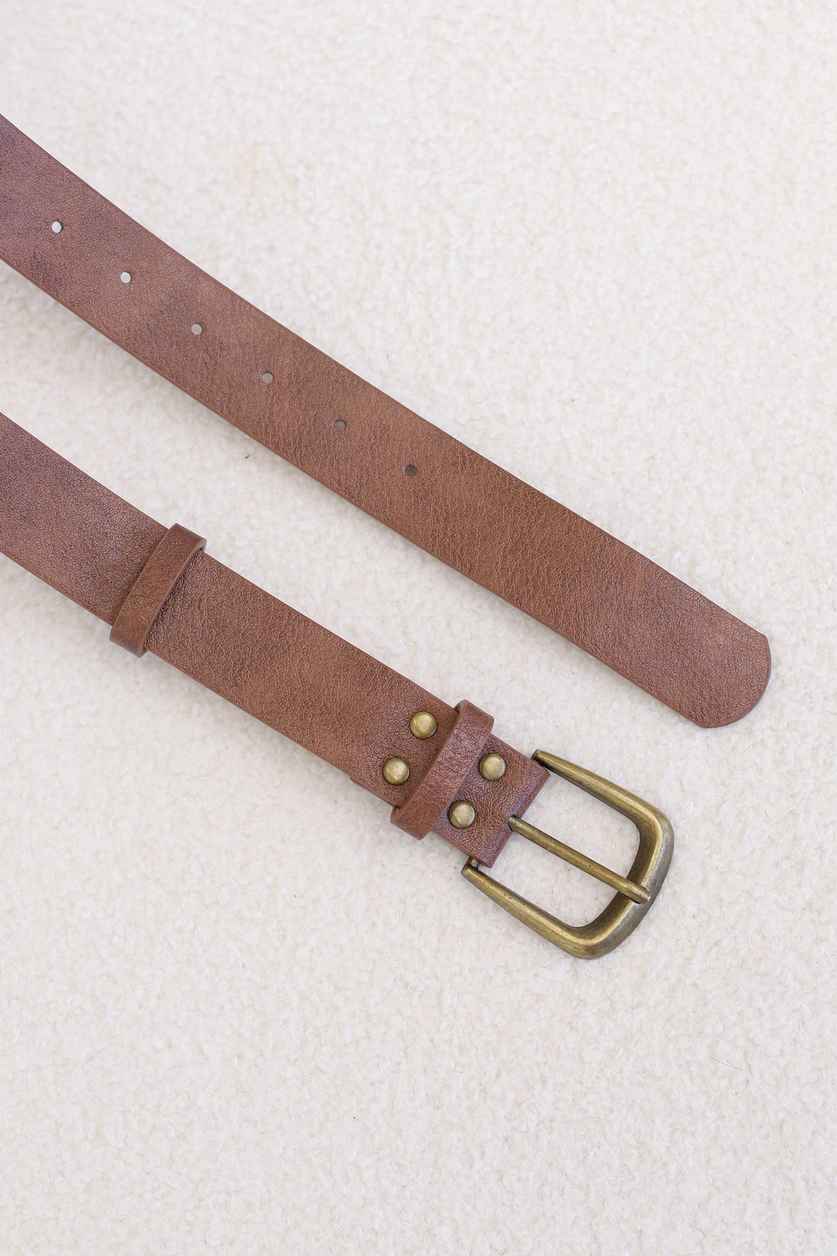 Creed PU Leather Gold Buckle Belt - Brown