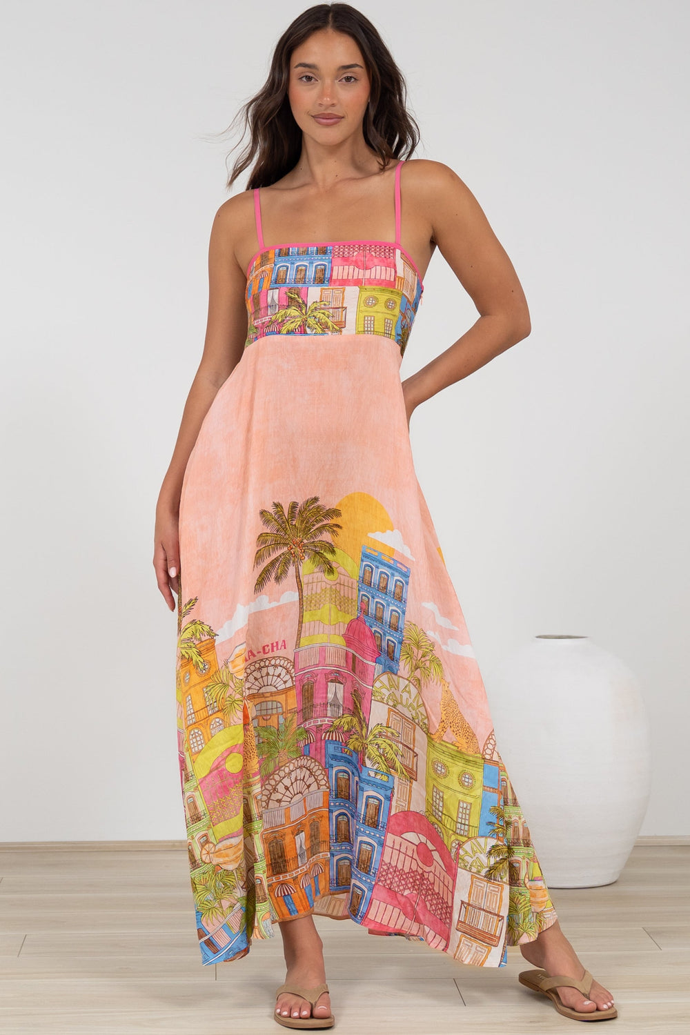Danica Maxi Dress - Adjustable Spaghetti Strap Sun Dress in Tullia Print