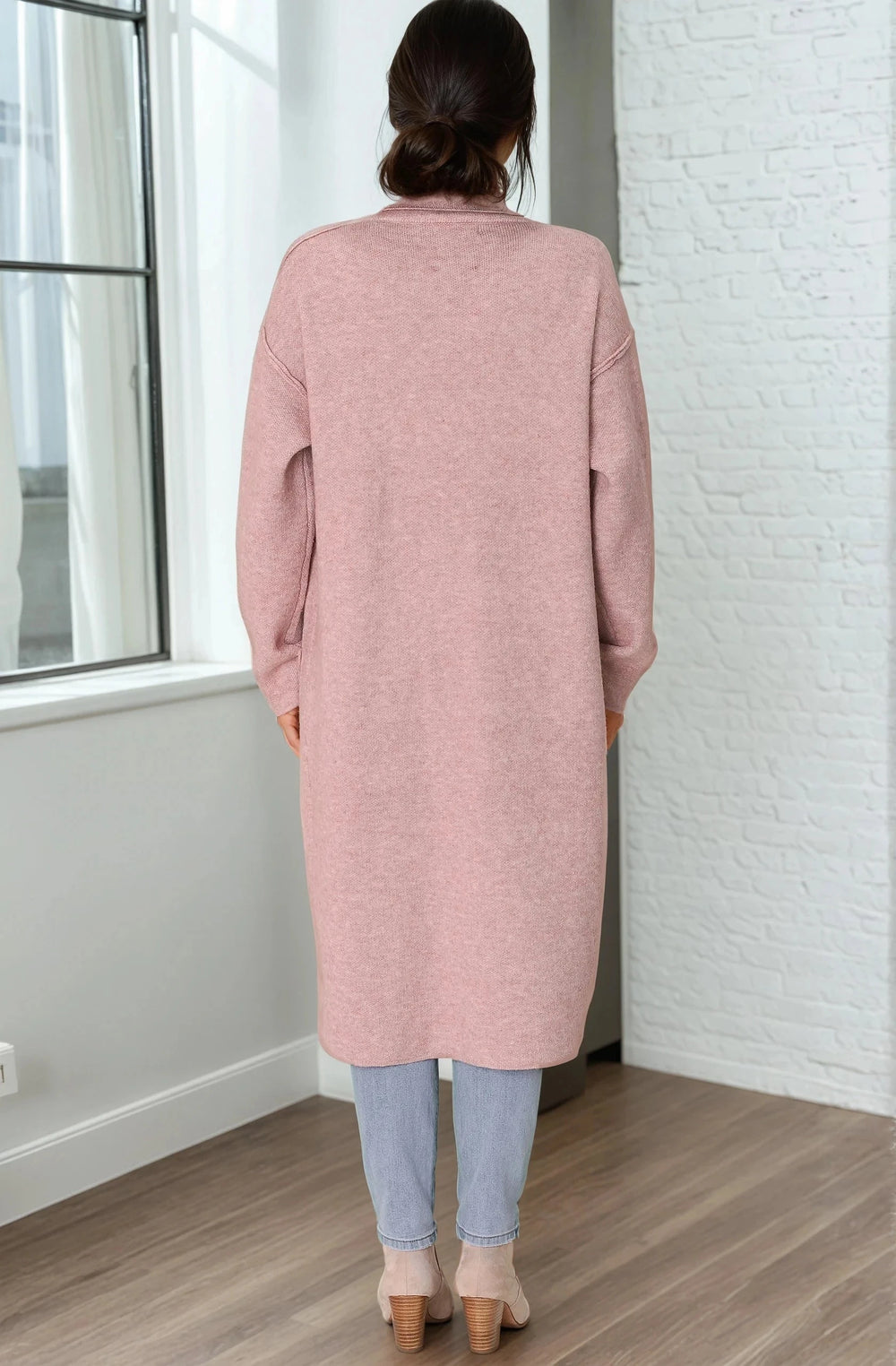 Davie Cardigan - Collared Button Down Coatigan in Pink