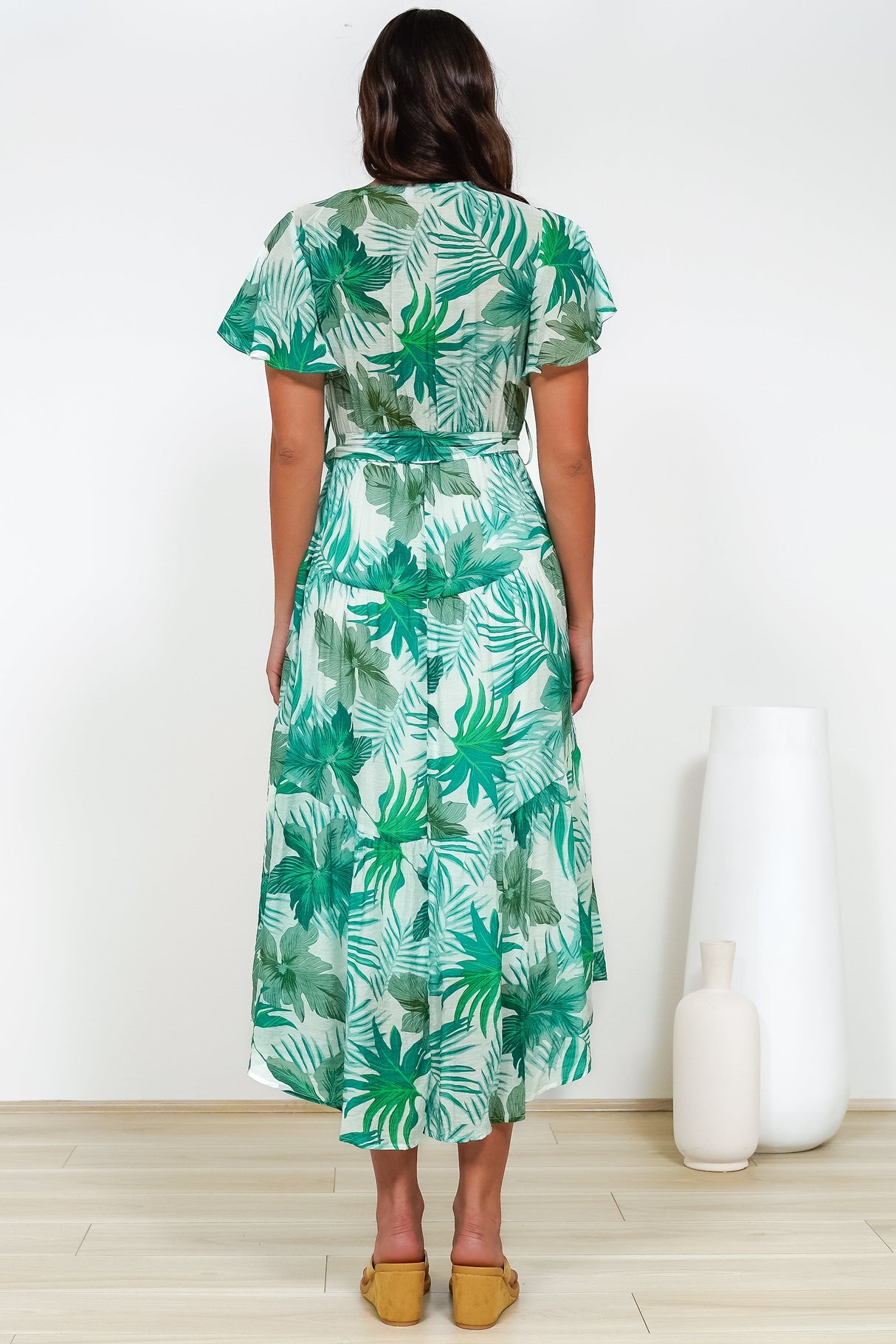 Delton Midi Dress in Rianne Print Green