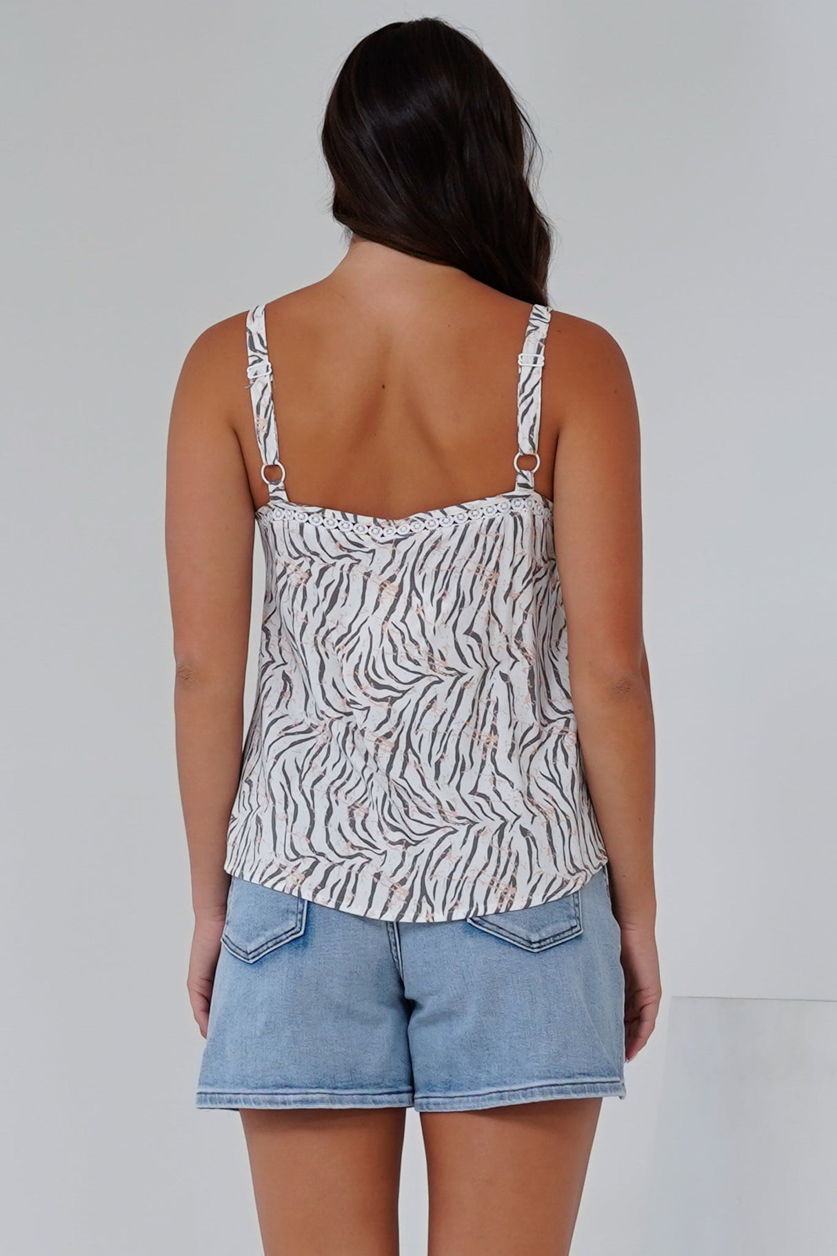 Elissa Cami - Thin Strap Button Front Cami in Georgie Print